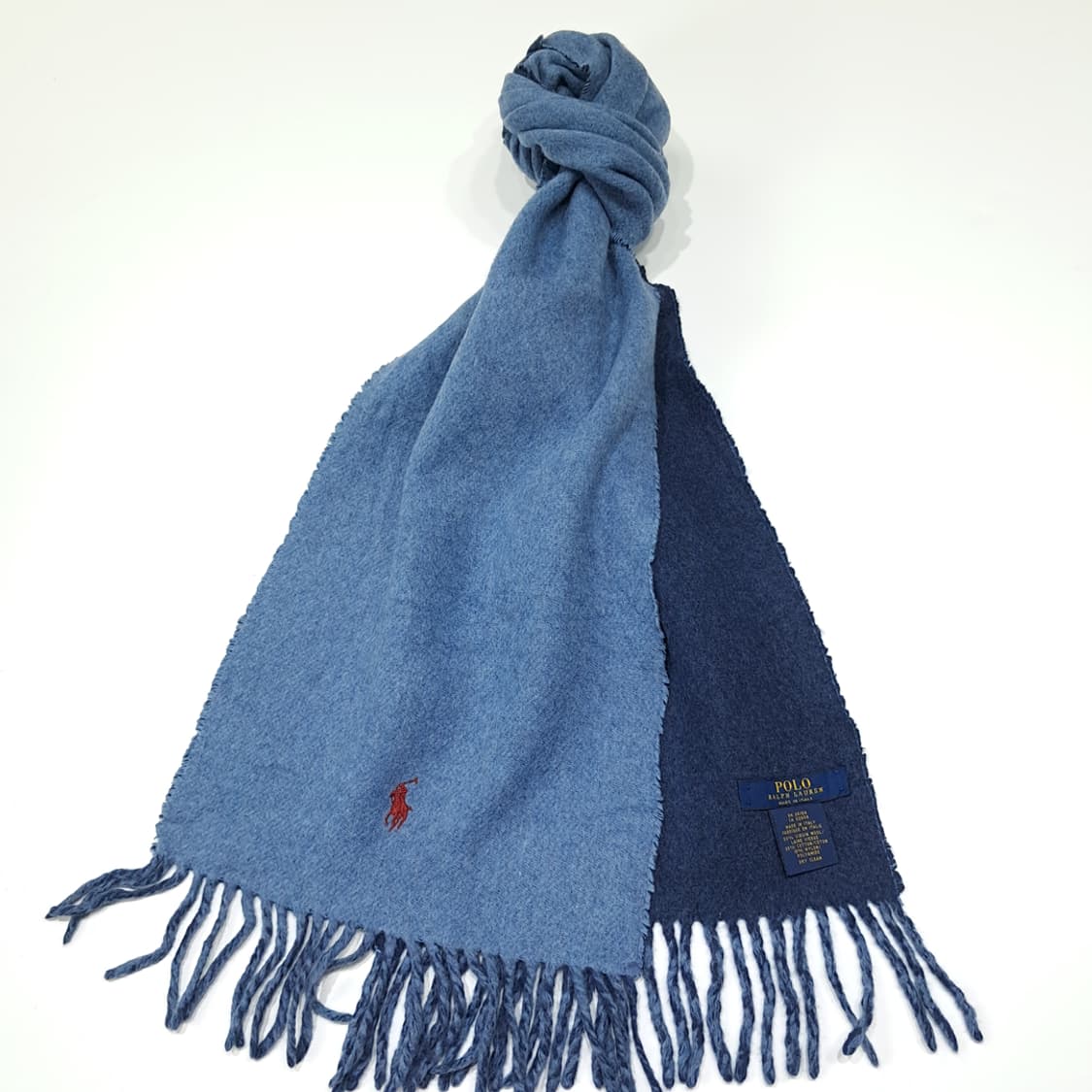 MX527 폴로 00s 이태리판 울면 양면 라이트블루네이비 머플러 목도 상품이미지2