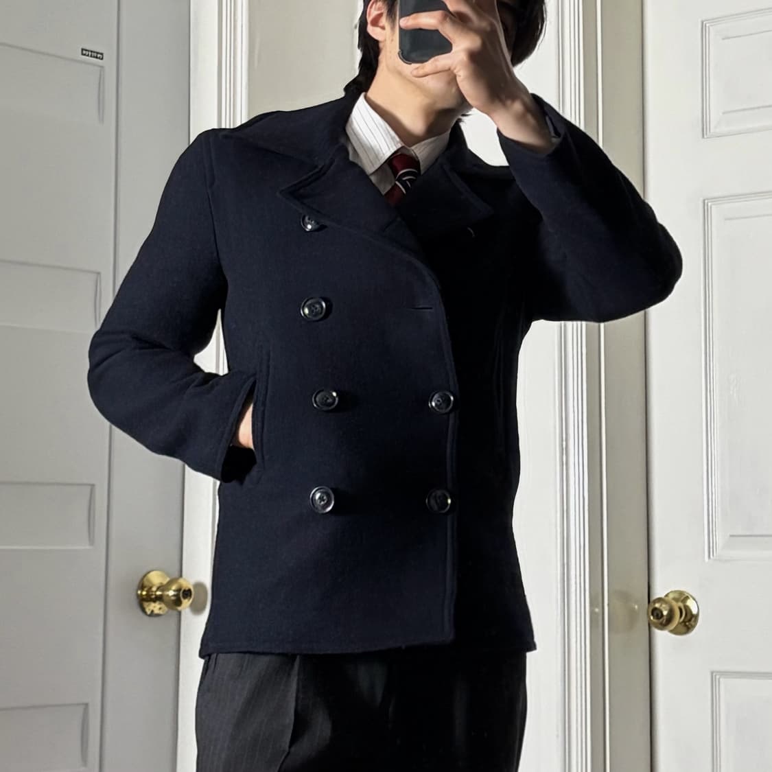 Havard 하이넥 피코트 네이비 상품이미지2