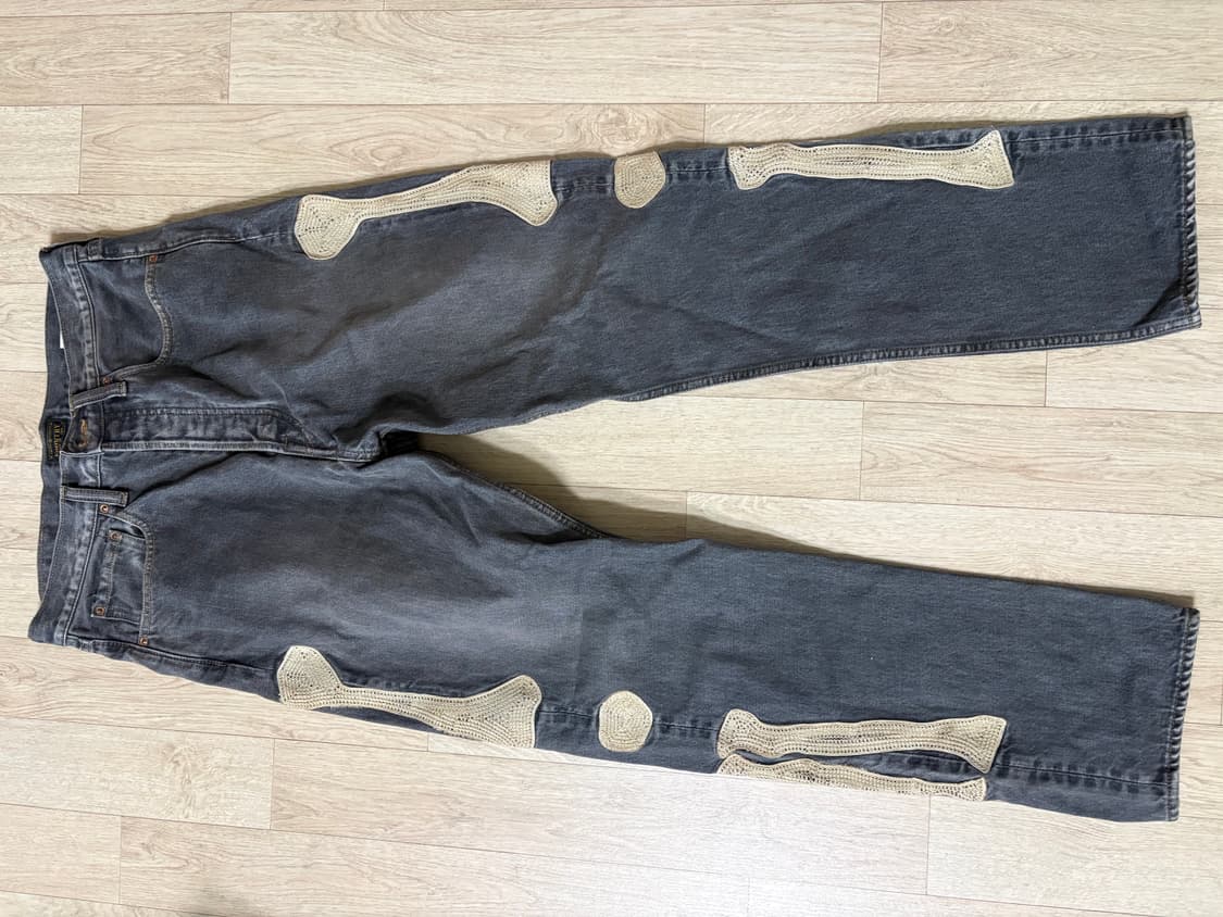 32)캐피탈 14온즈 데님 멕시칸 턱시도 오카길리 블랙 팬츠 상품이미지1