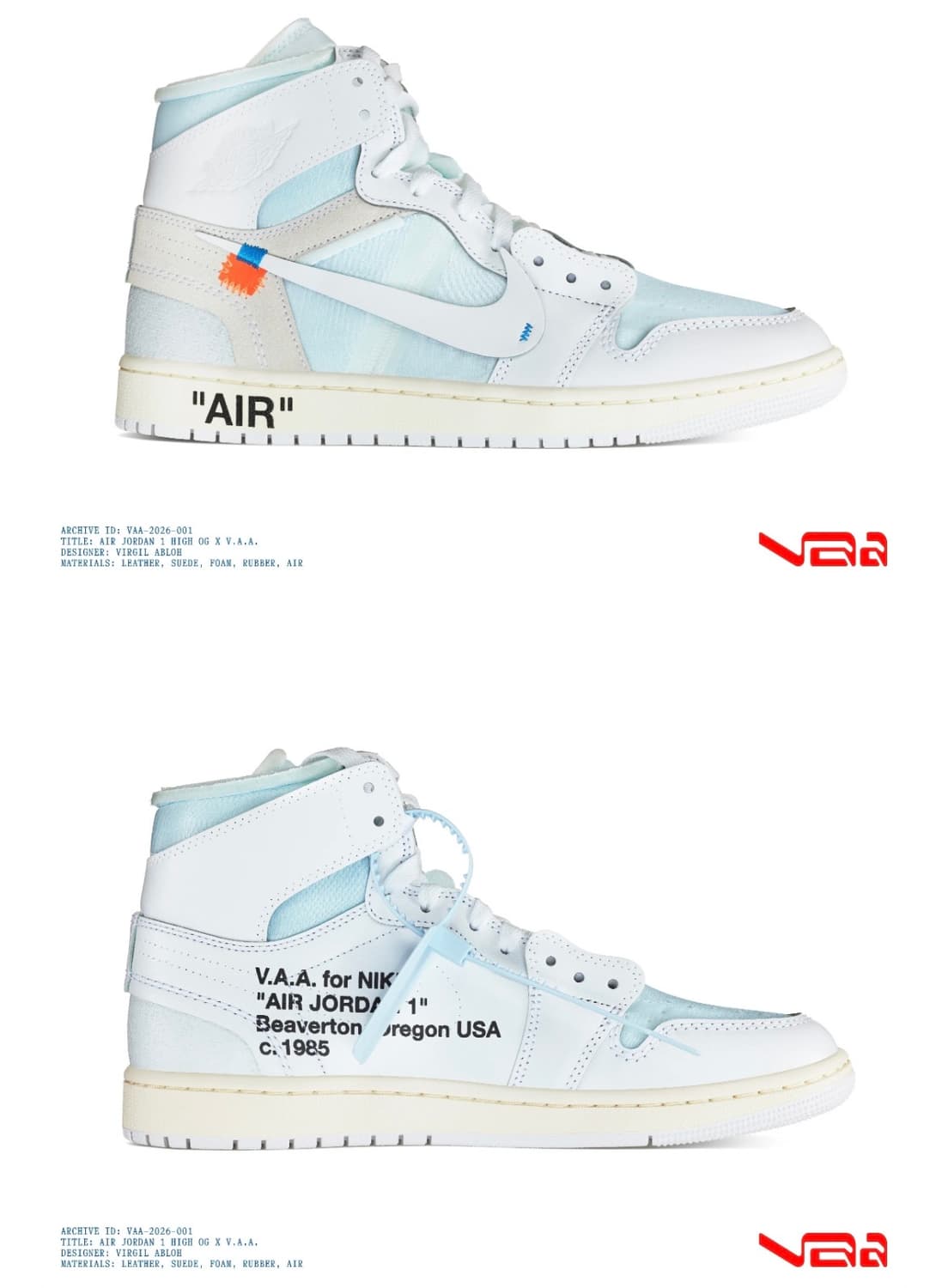 [265] 나이키 에어 조던 1 하이 OG x V.A.A. 화이트 상품이미지1