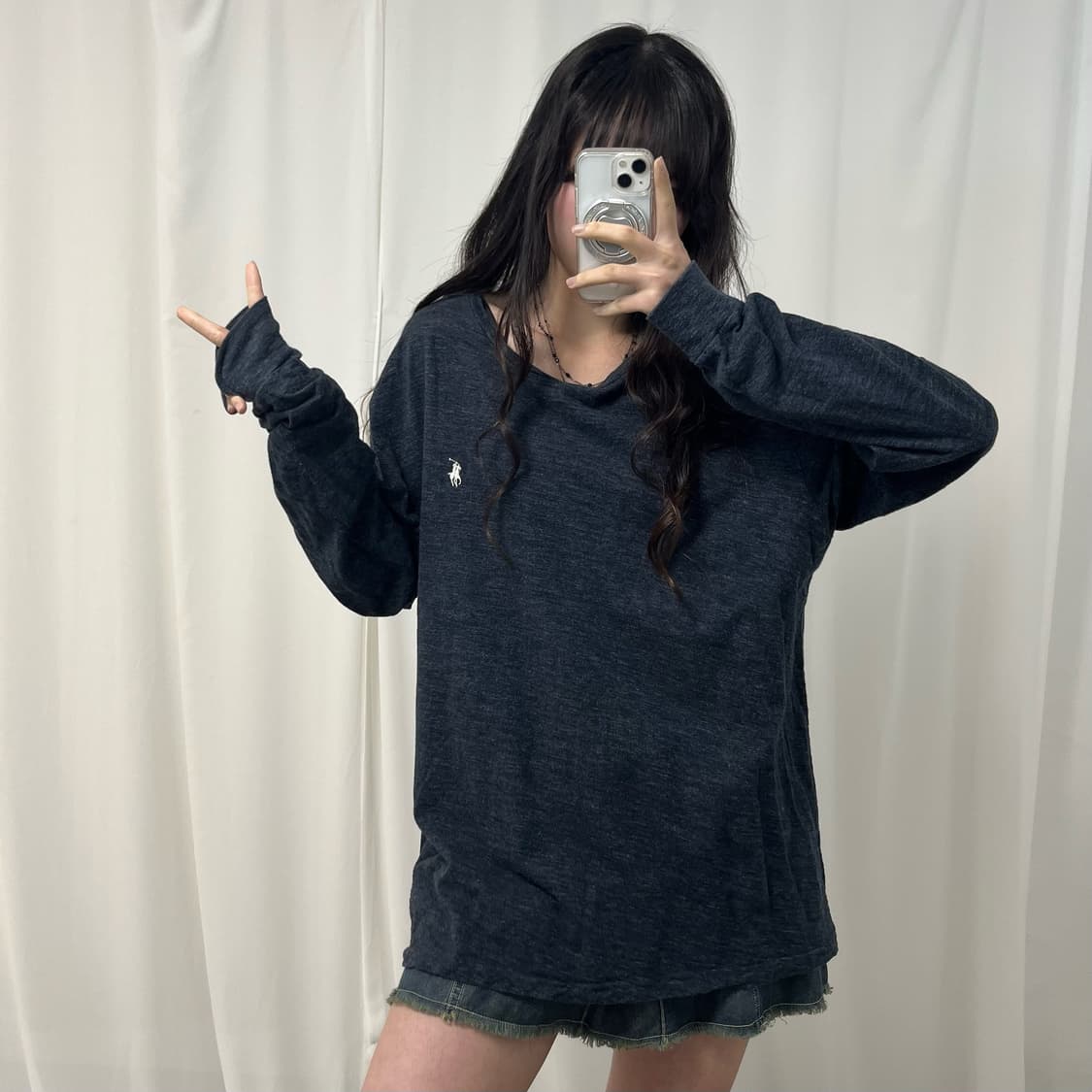 Polo charcoal long-sleeve 상품이미지2