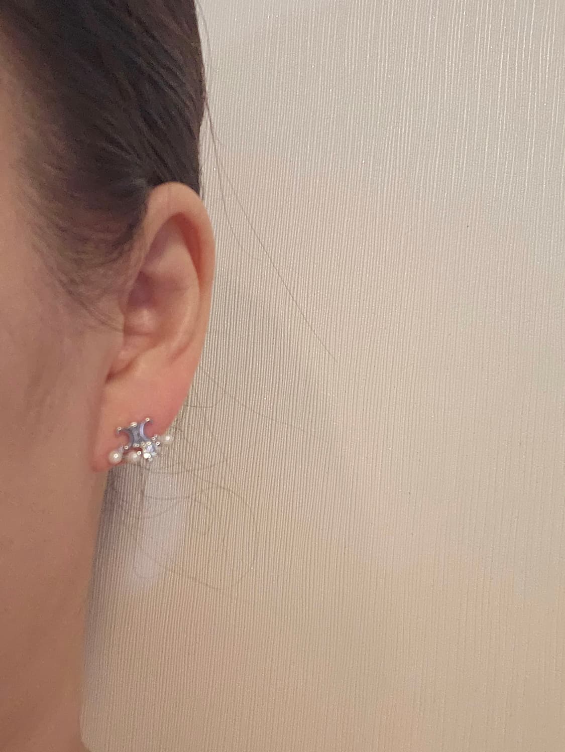 셀린느 업사이클링 트리옹프 큐빅 진주 실버 귀걸이 상품이미지7