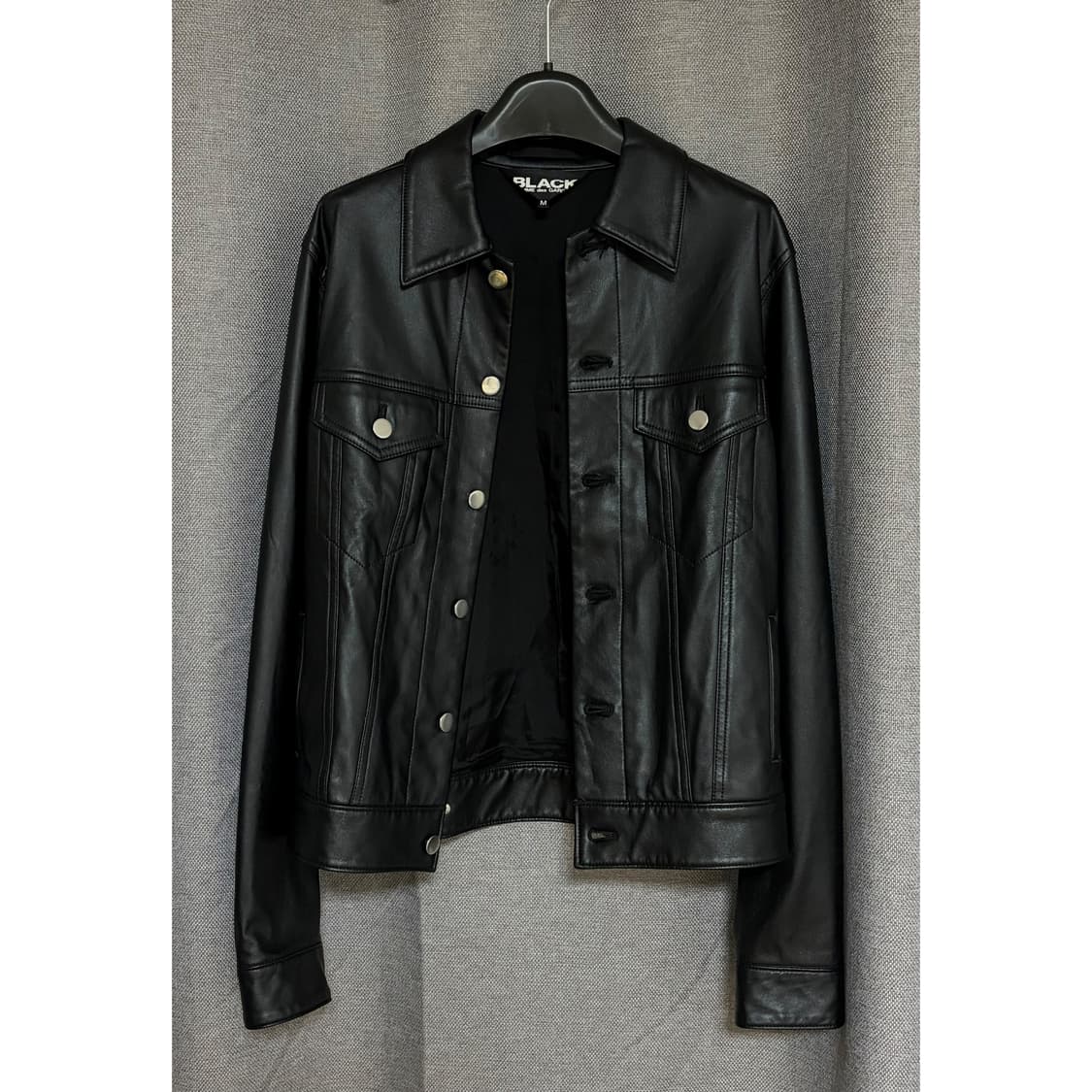 꼼데가르송 블랙 레더 트러커 자켓 상품이미지1