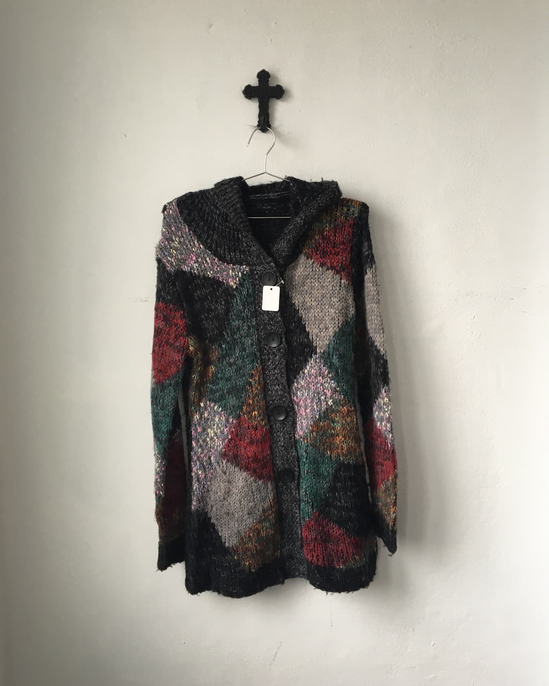 Color mixed hood knit cardigan 상품이미지2