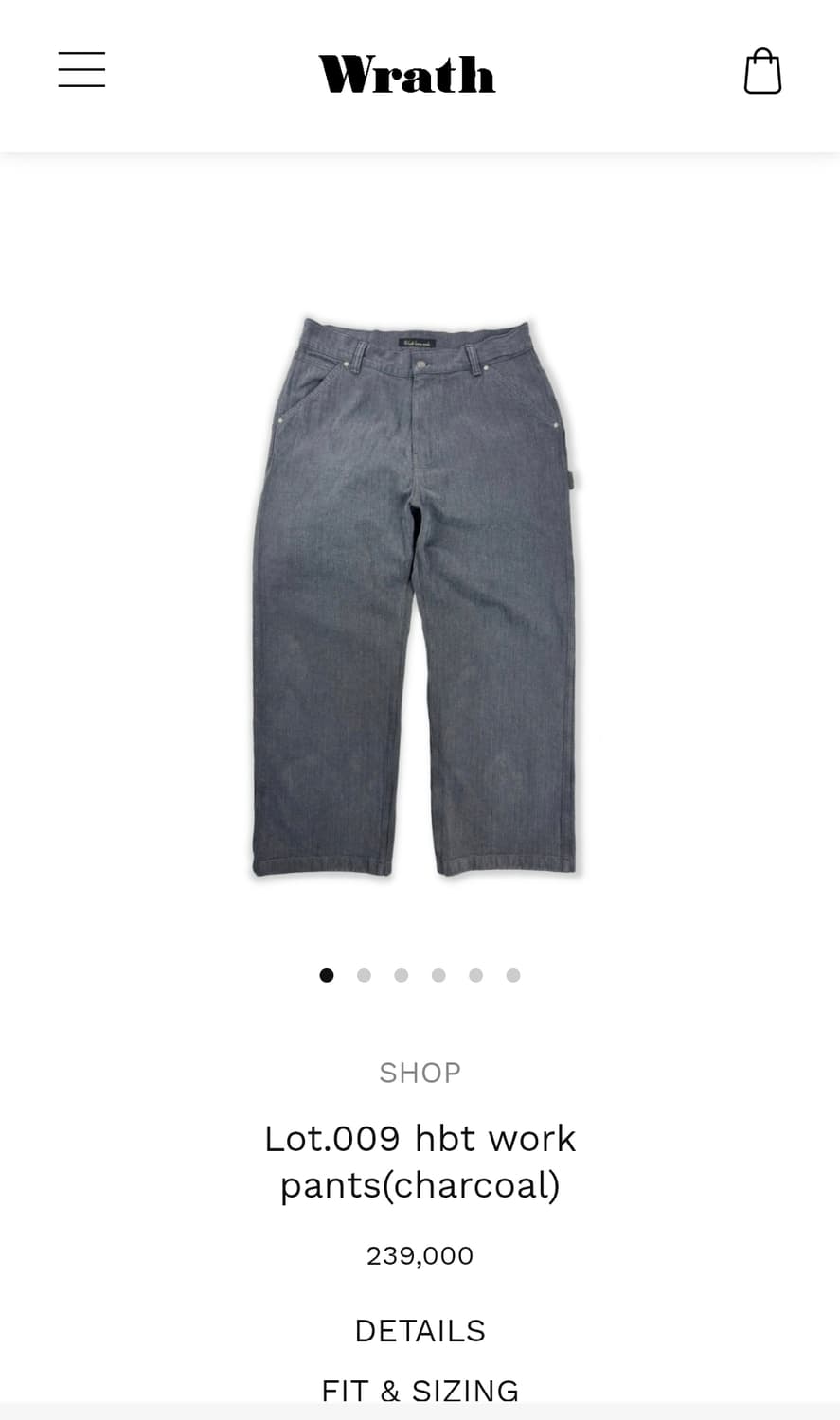 32) wrath hbt work pants charcoal 상품이미지1