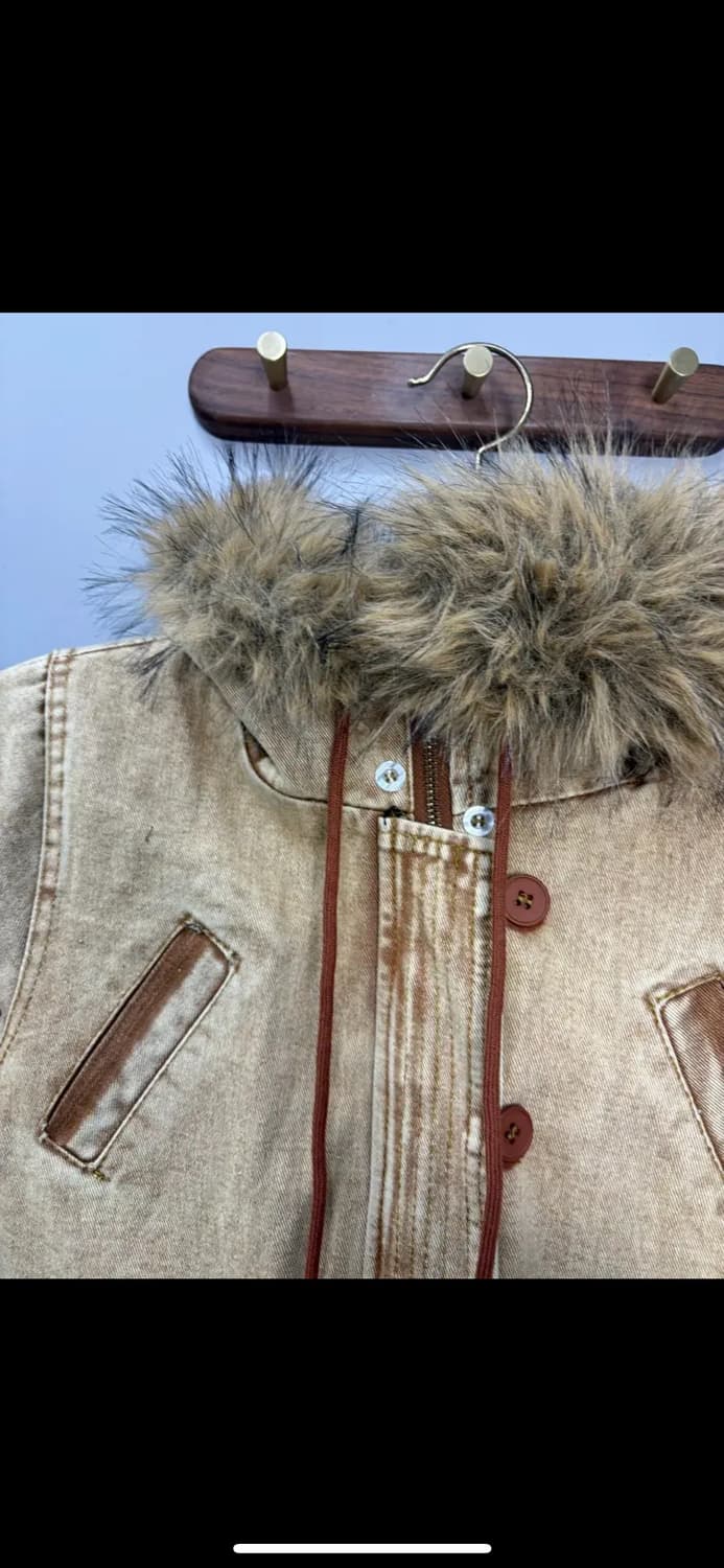 빈티지 y2k 버튼 퍼 후드자켓 (털 부착 가능) H1417 상품이미지3