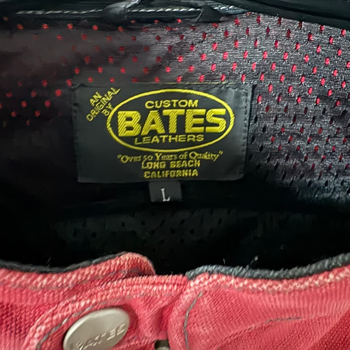 bates leathers 베이츠 레드 코튼 바이커 자켓 L 상품이미지5