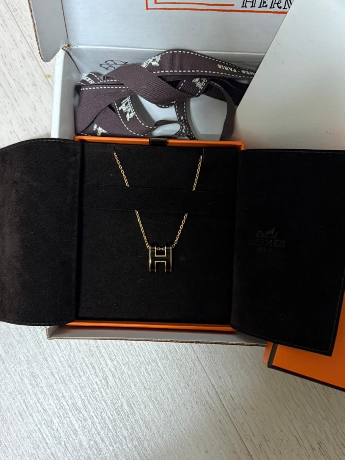 에르메스 팝아슈 목걸이 로즈골드 블랙 풀박스 상품이미지2