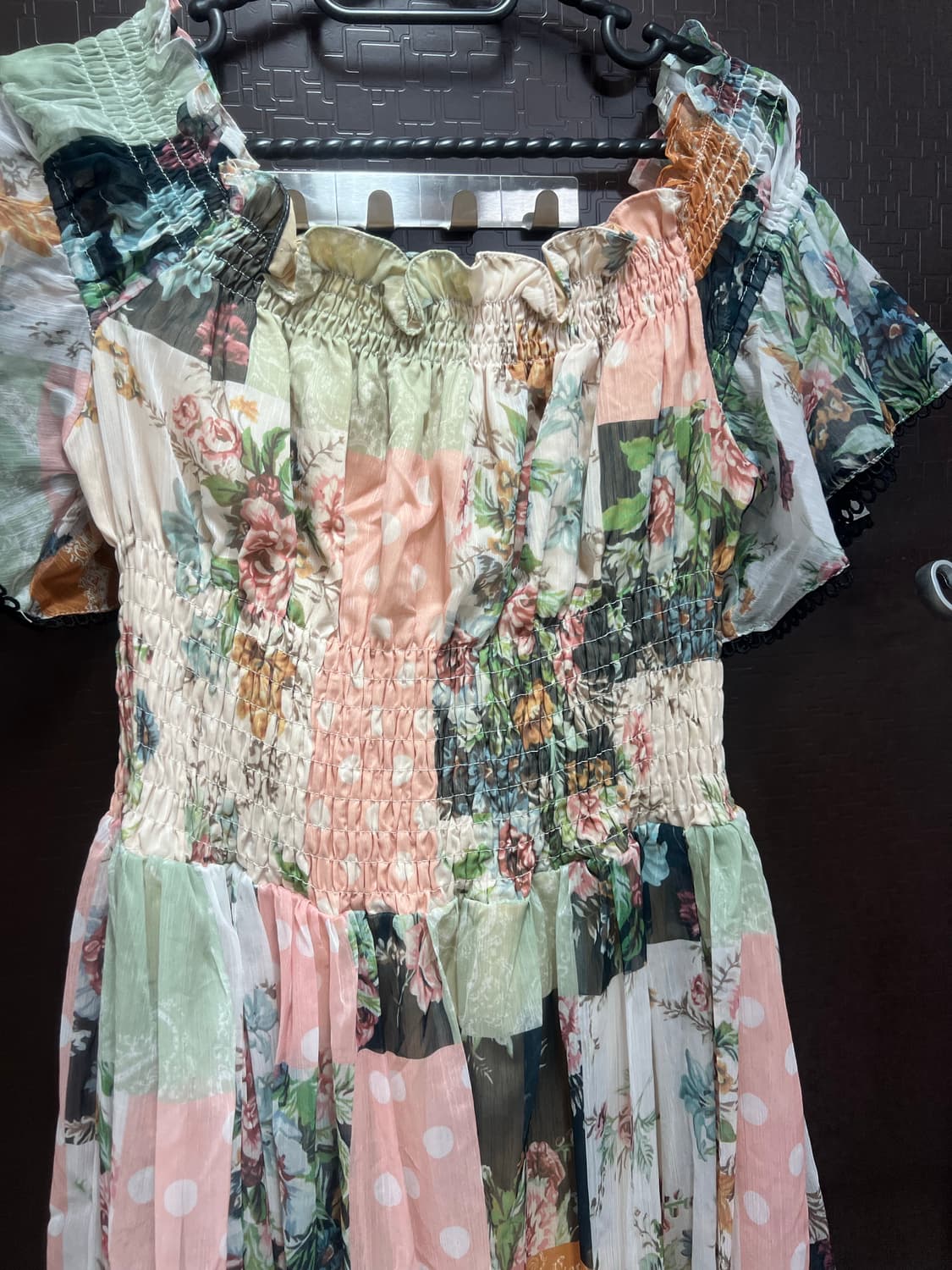 빈티지 벤딩 오프숄더 반팔 원피스 free 상품이미지1