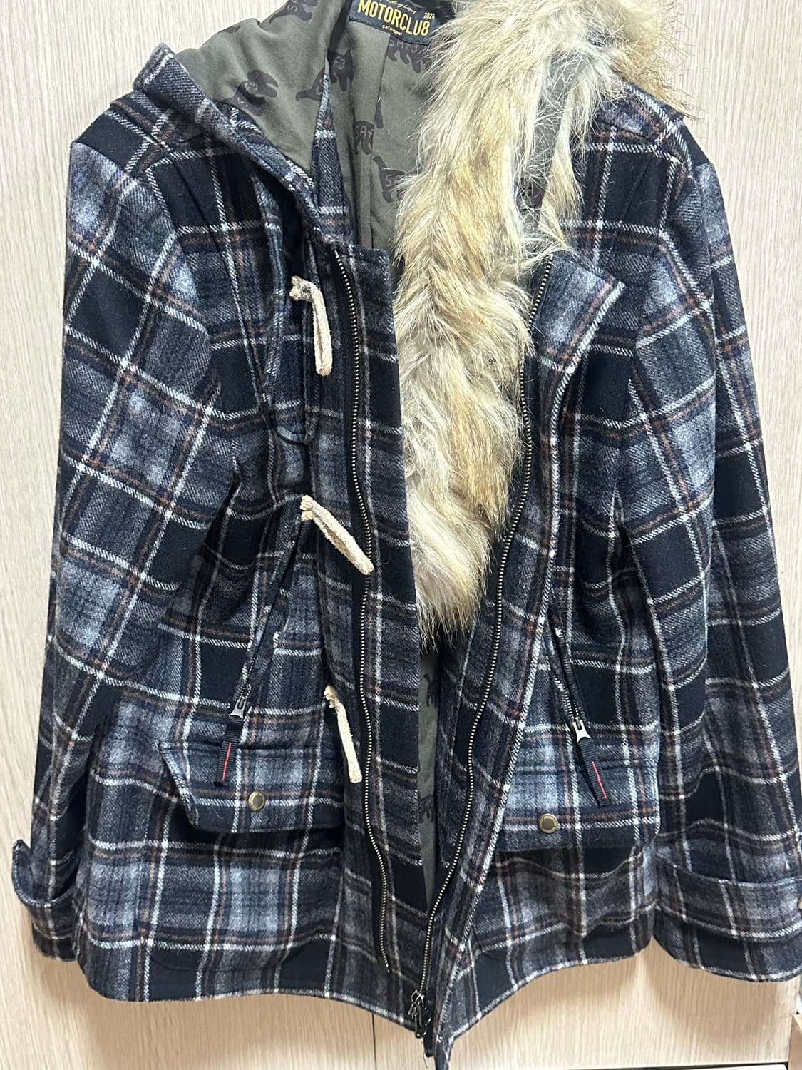 사파리스팟 레기온 퍼 체크 더플 코트 1사이즈 상품이미지6