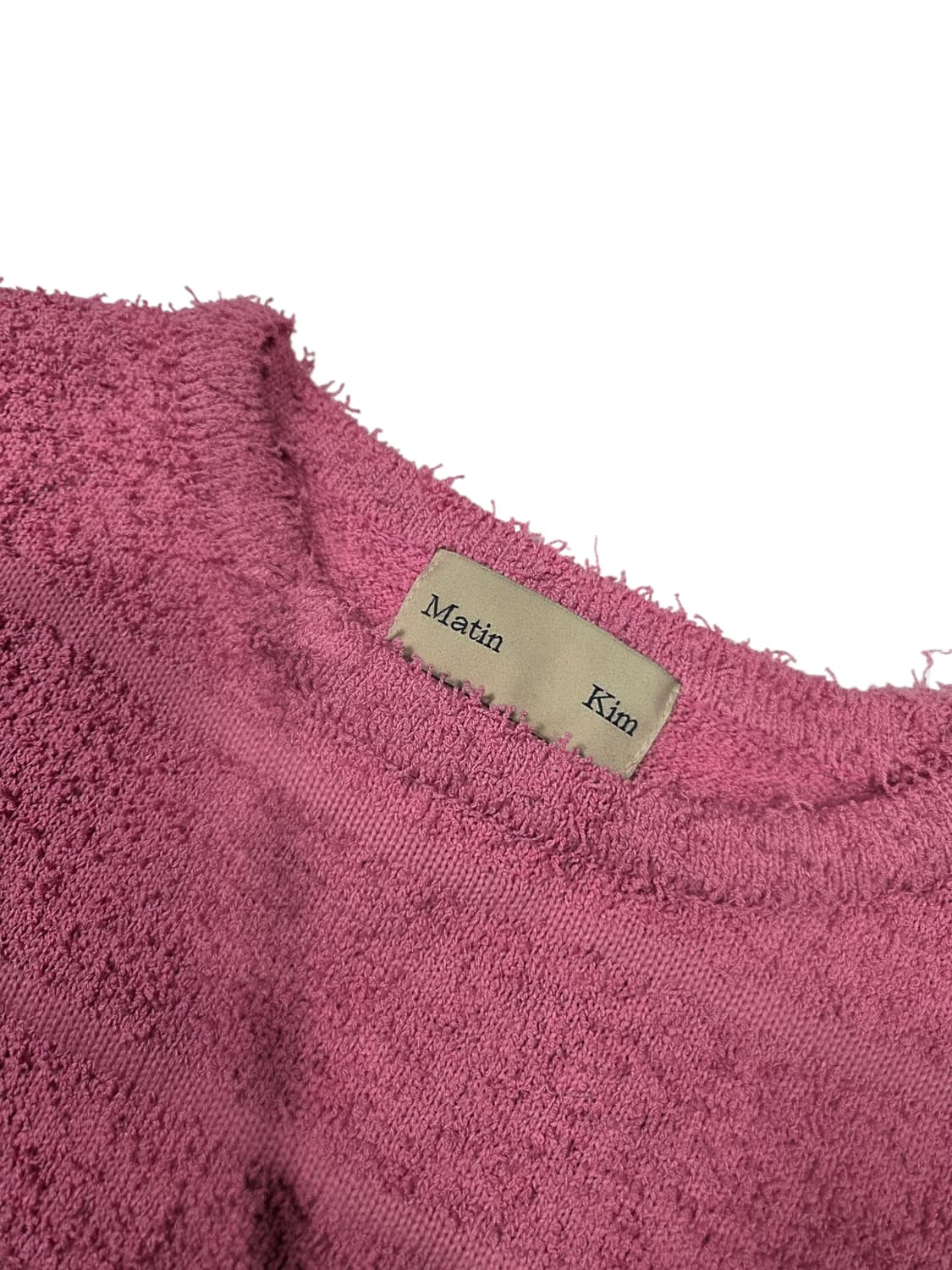 마뗑킴 핑크 아크릴 소재 반팔 크롭티 XS 상품이미지1