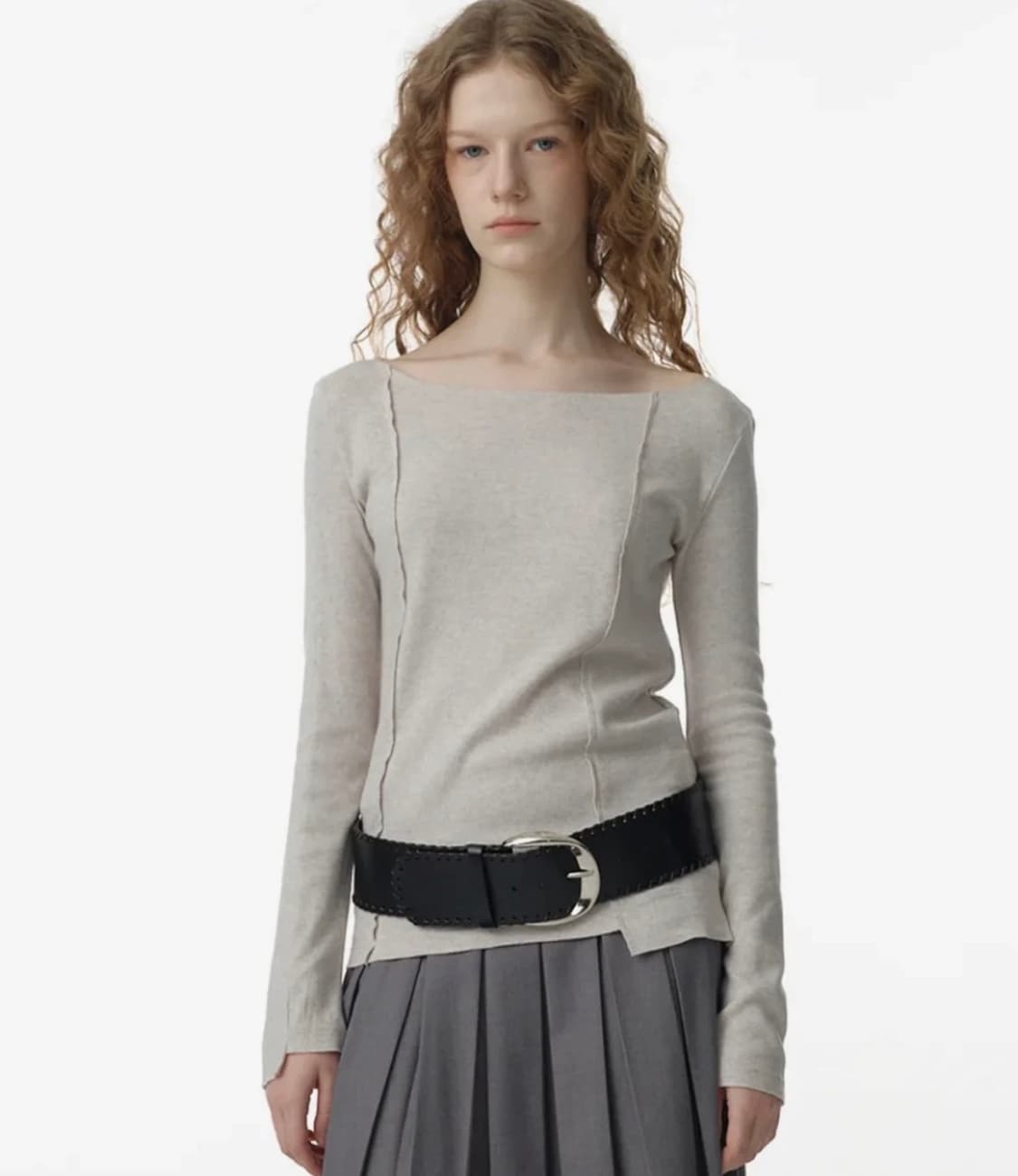 밀로우먼 컷오프 인시전 티셔츠 [화이트 멜란지] 상품이미지1