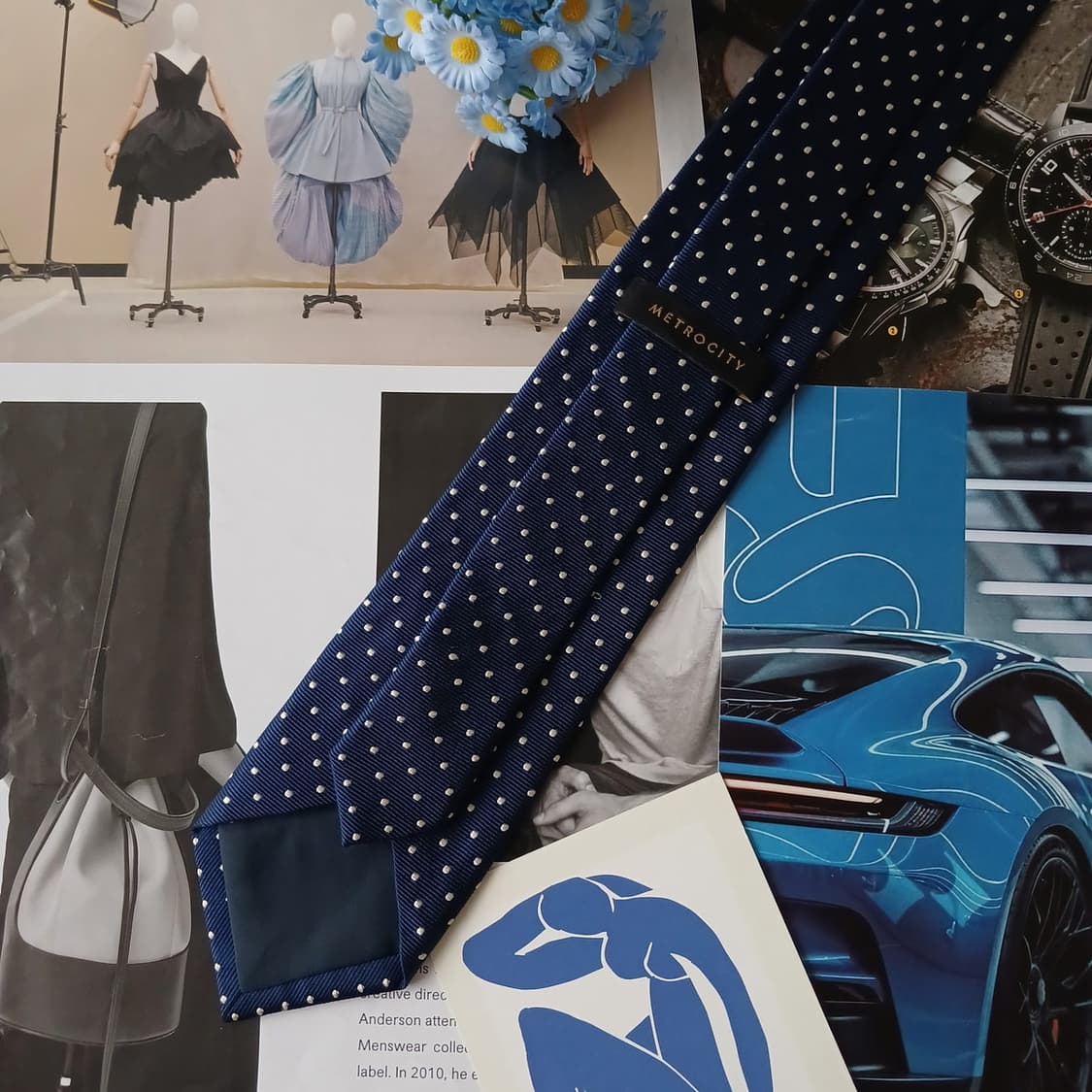 메트로시티 실크 네이비 도트 슬림 넥타이 7.9cm A+등급 A19133 상품이미지4