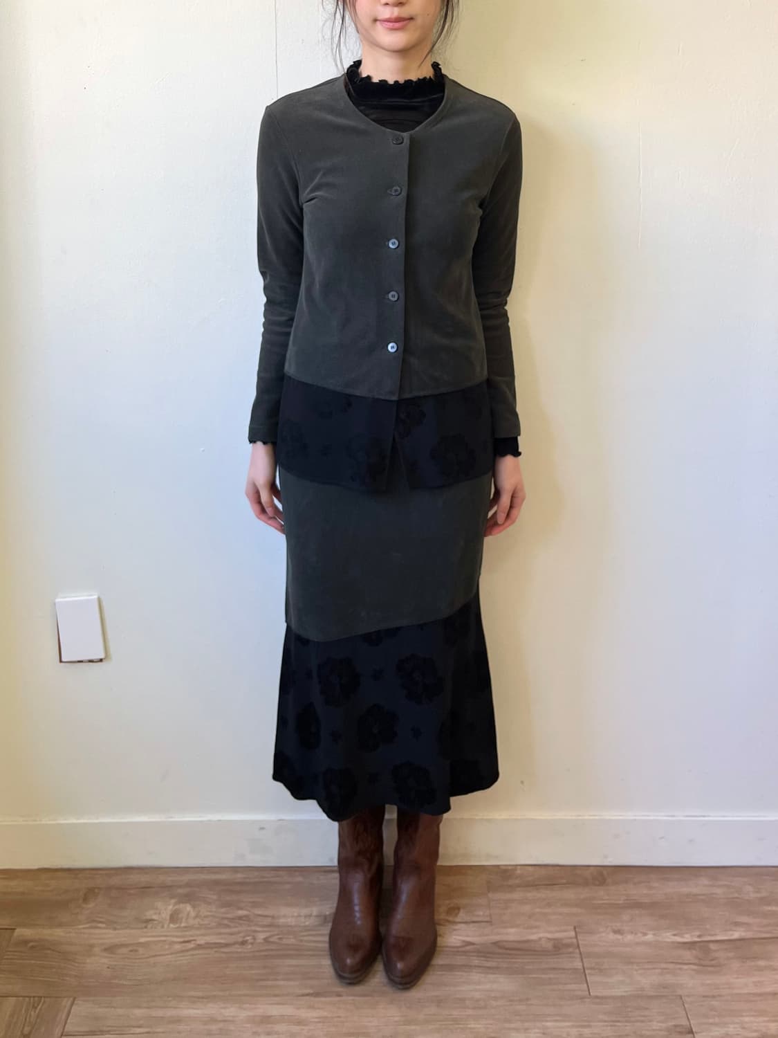 PARANOIA 올리브 레이어드 가디건 set up 상품이미지6