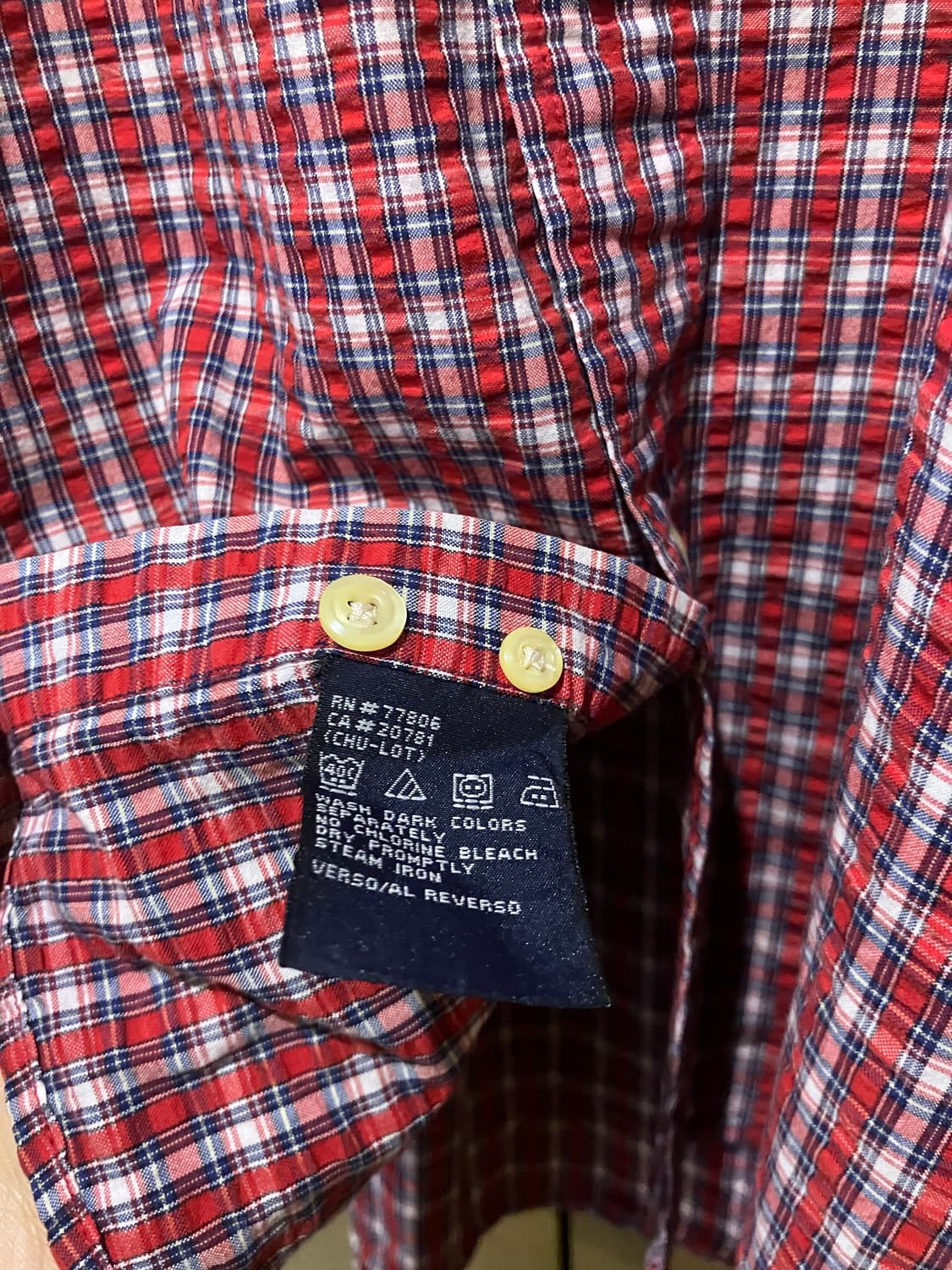 빈티지 90s Tommy Hilfiger 타미힐피거 체크 반팔셔츠 L 상품이미지4