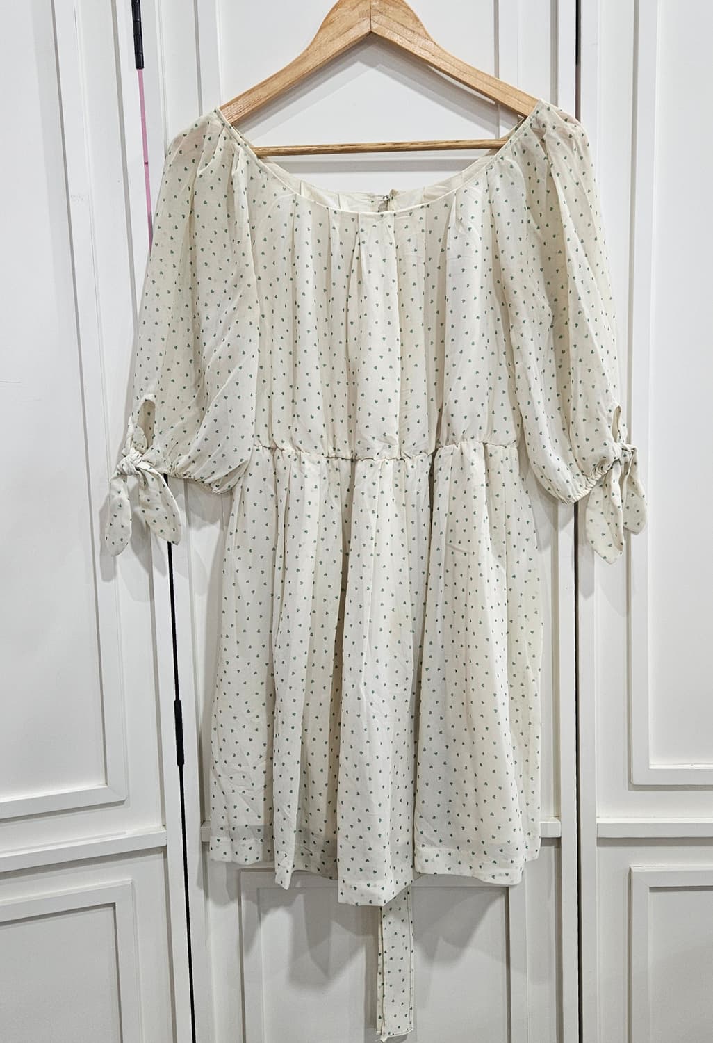 밀크티 민트하트 쉬폰 원피스 상품이미지1