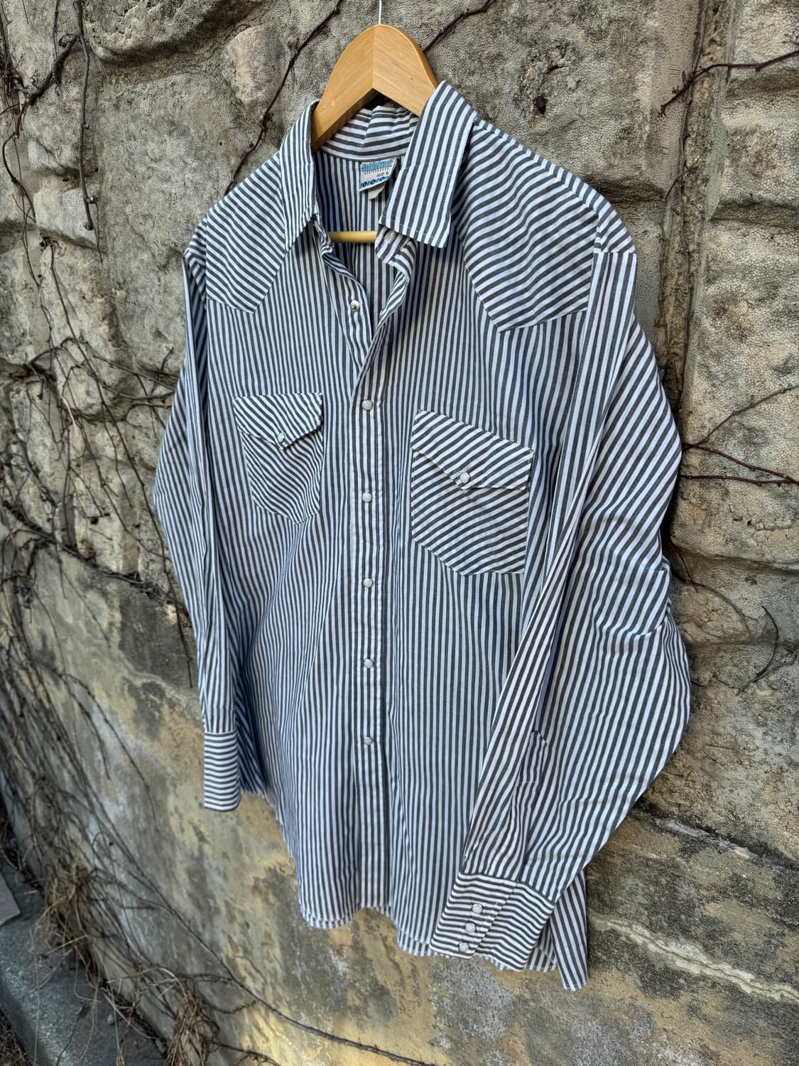 80s saddlebrook 빈티지 스트라이프 웨스턴 셔츠 L 상품이미지3