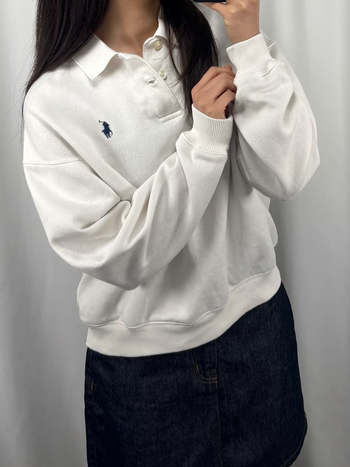 폴로 크롭 풀오버 스웻 셔츠 맨투맨 상품이미지1