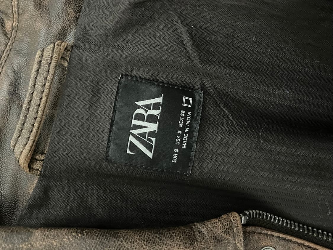 [S] 자라 리얼레더 자켓 브라운 상품이미지2