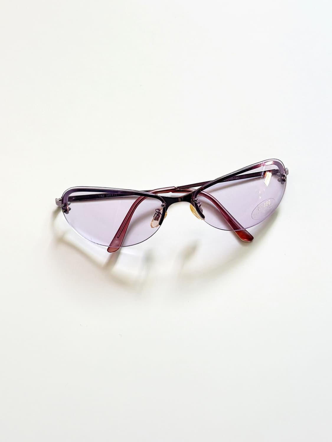 90s UNOSOLEIL 무테 캣아이 퍼플 틴트 빈티지 선글라스 상품이미지2