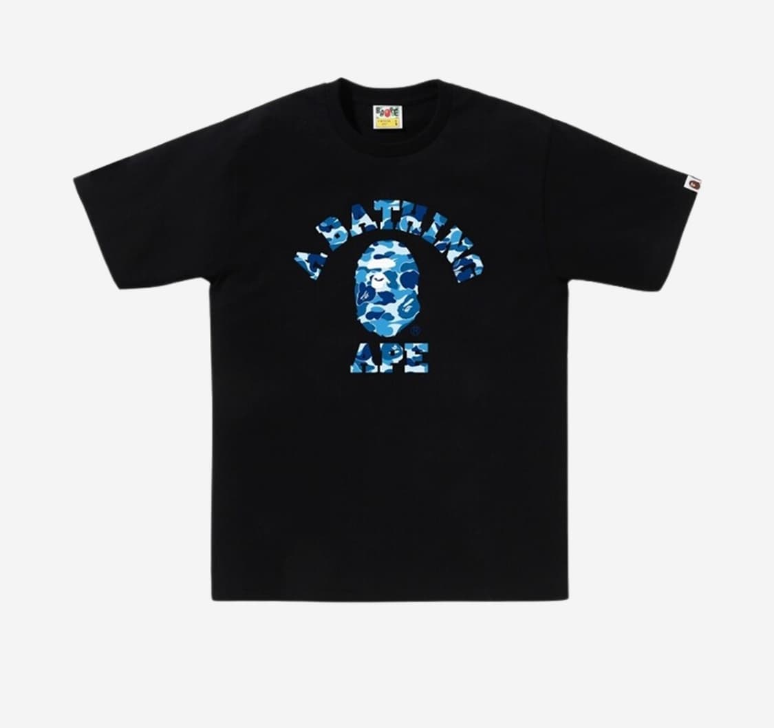 L, XL) 새상품, 베이프 ABC 카모 컬리지 티셔츠 블랙 블루    상품이미지1