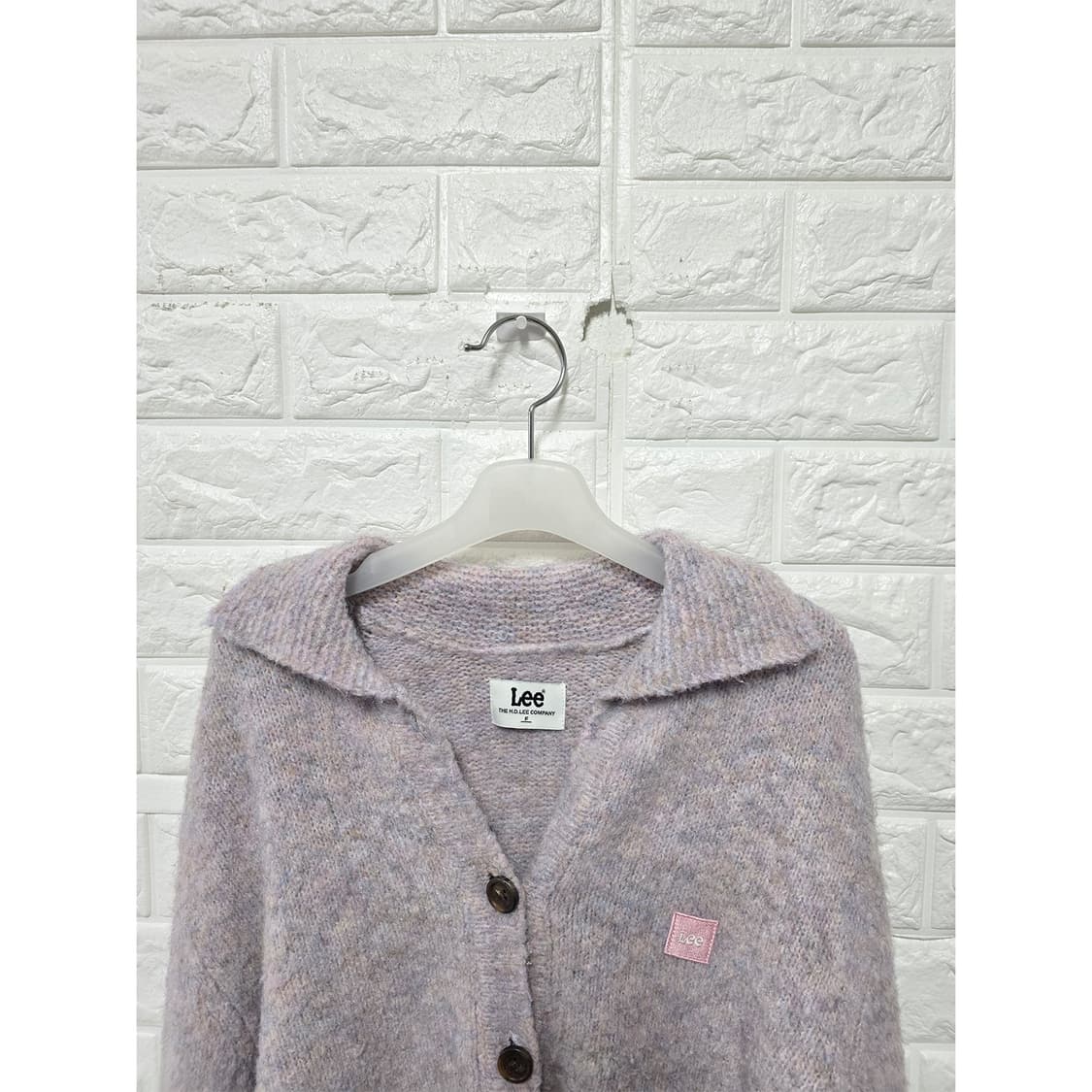 택포_ Lee 카라 니트 가디건 핑크 Free 상품이미지3