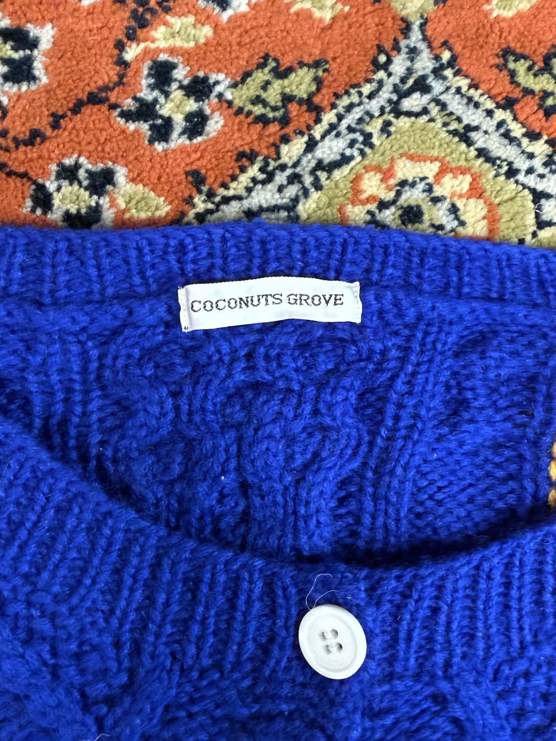 빈티지 라운드 짜임 니트 가디건 블루 L  상품이미지3