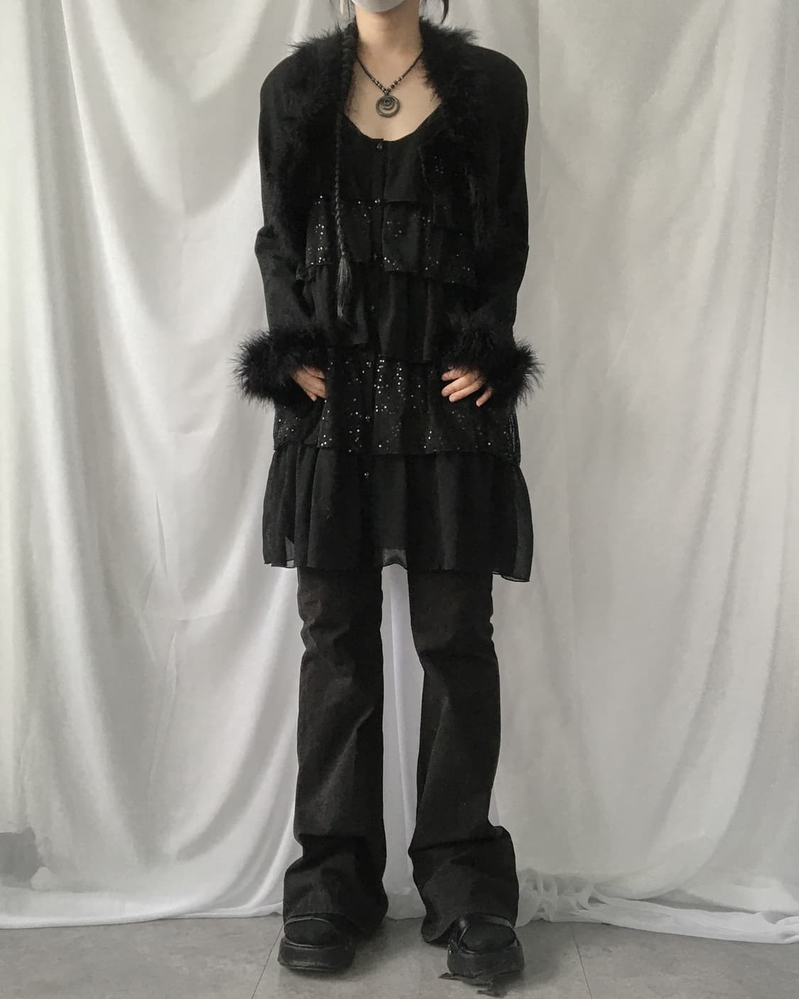Fake fur trimming open jacket 상품이미지7