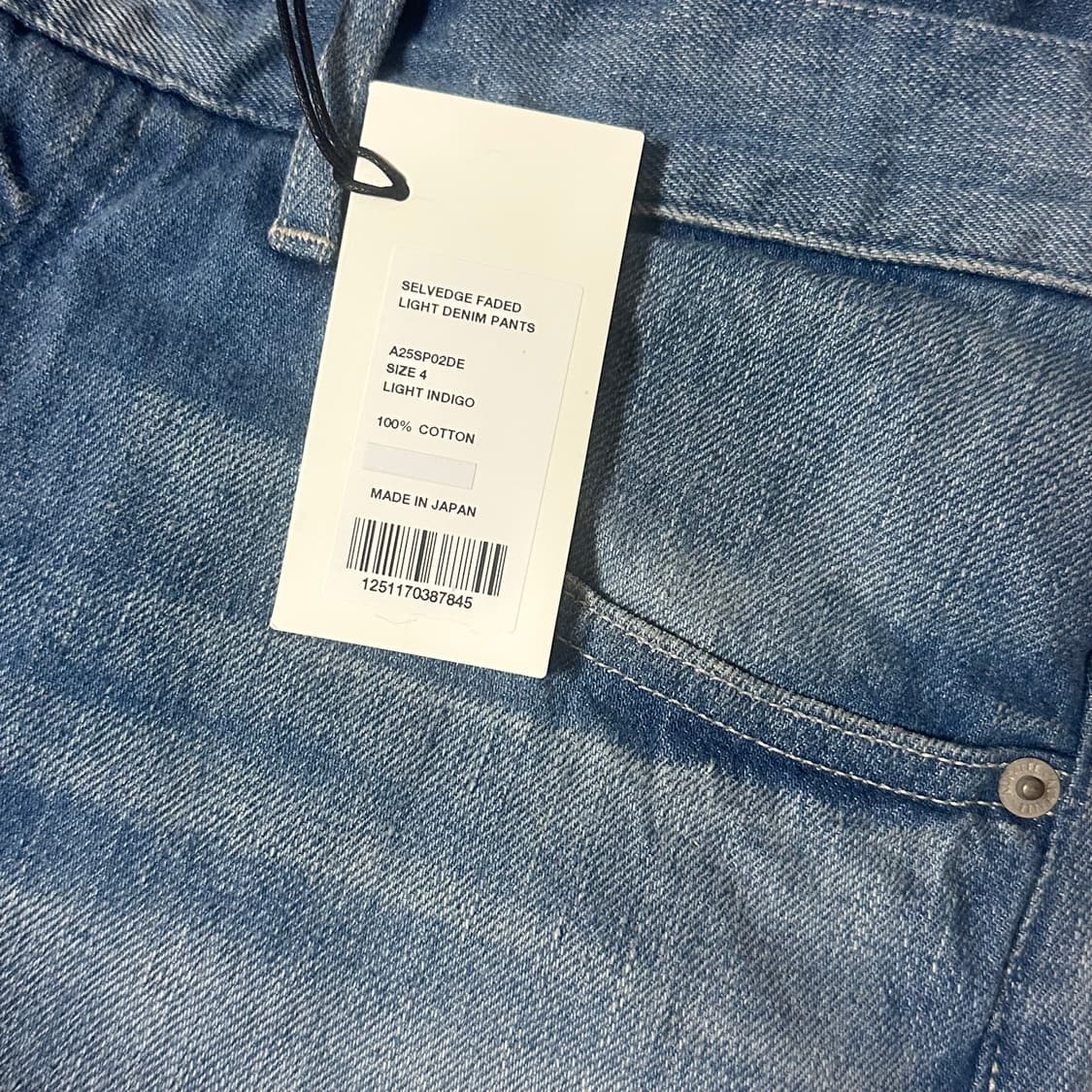 25ss 오라리 셀비지 페이디드 라이트 데님 새상품 판매합니다 상품이미지2