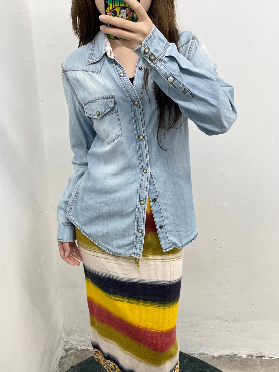 연청 워싱 데님 셔츠 상품이미지6