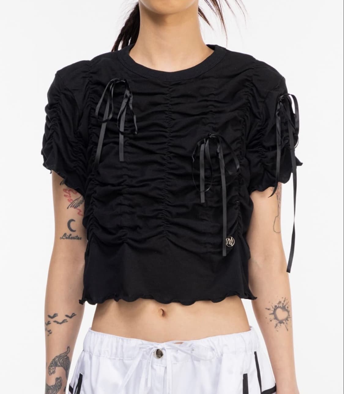 김미더영 리본 셔링탑 상품이미지1