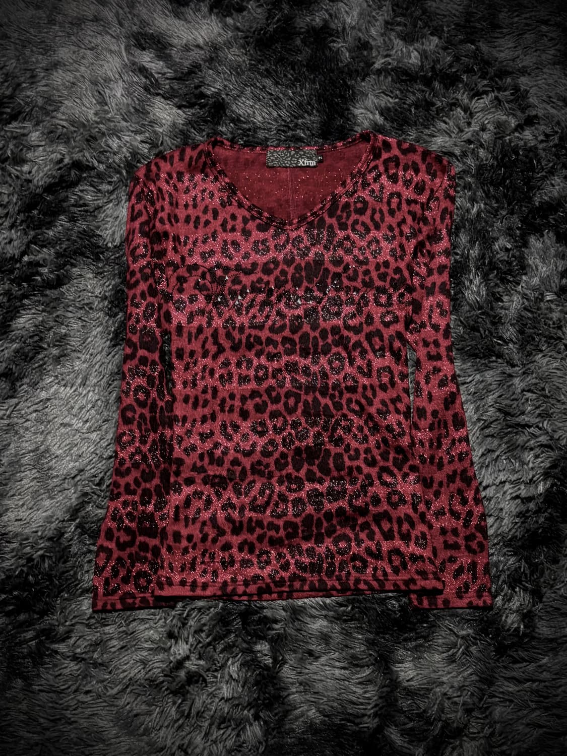 Xfrm 버건디 레오파드 글리터 롱슬리브 상품이미지1