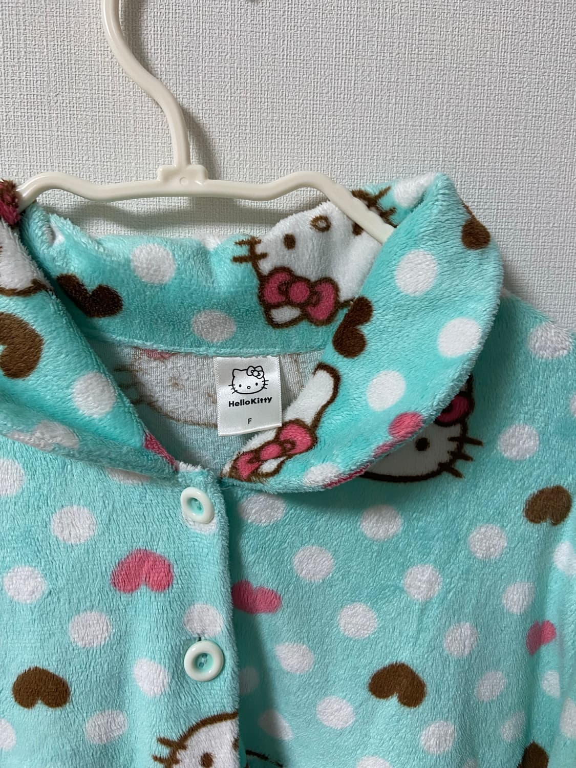 빈티지 2013 산리오헬로키티 수면잠옷 민트초코 도트 원피스 라떼히메갸루 상품이미지4