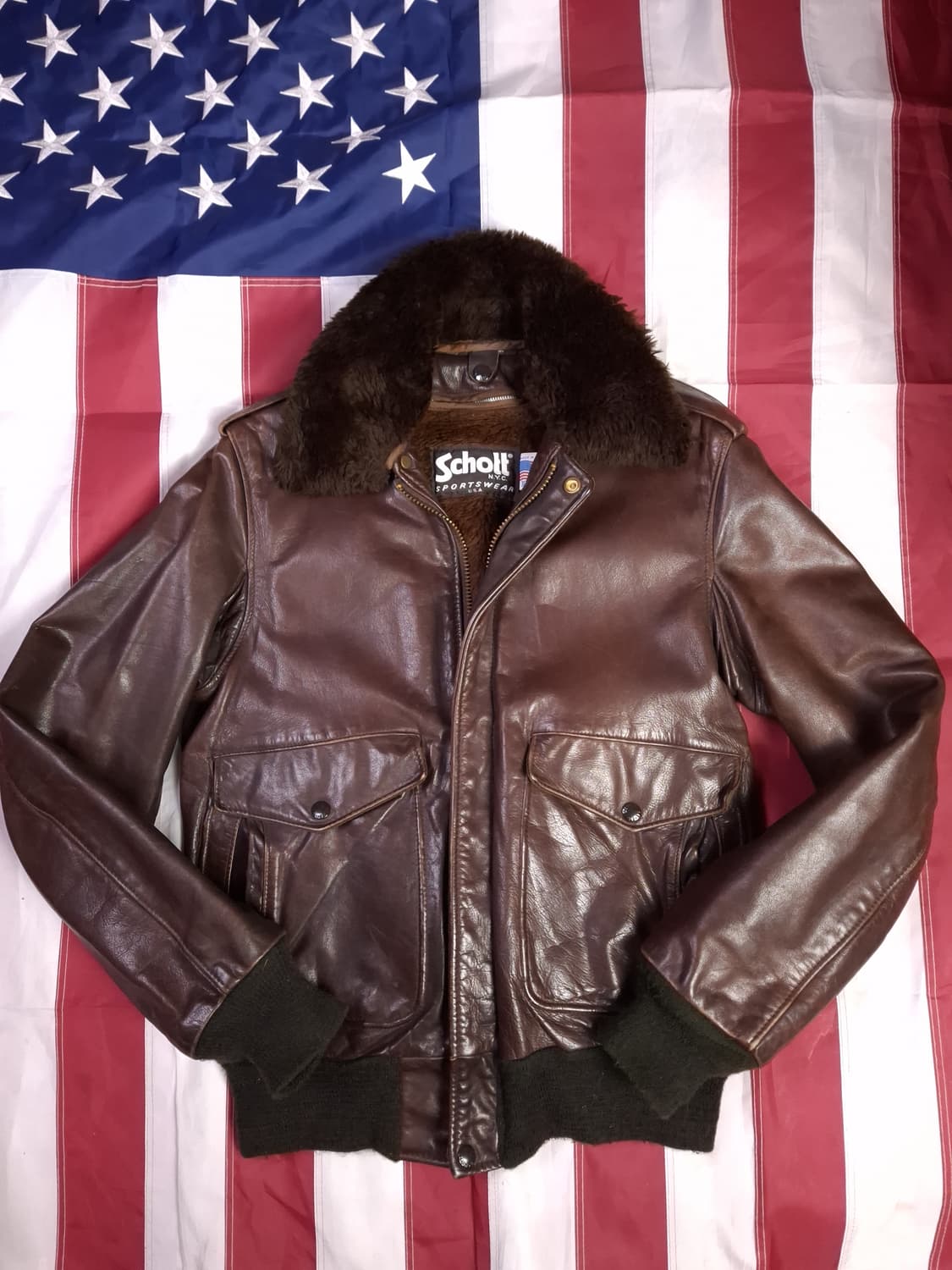 오리지날 미국제조 쇼트184S G-1 리얼레더 항공자켓 상품이미지2