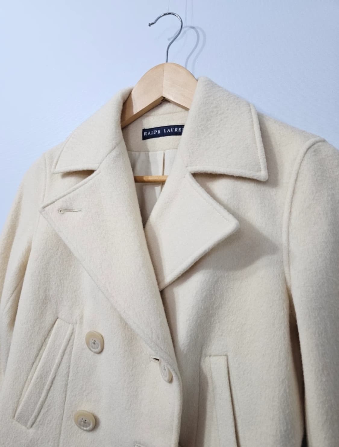 폴로  랄프로렌 더블 버튼 캐시미어 숏 코트아이보리 ~55반 상품이미지3