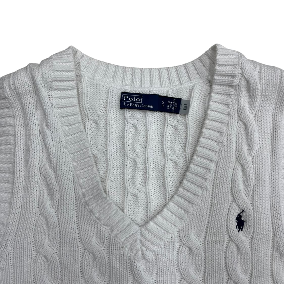폴로 랄프로렌 네이비포니 화이트 꽈배기 니트조끼 S 상품이미지4