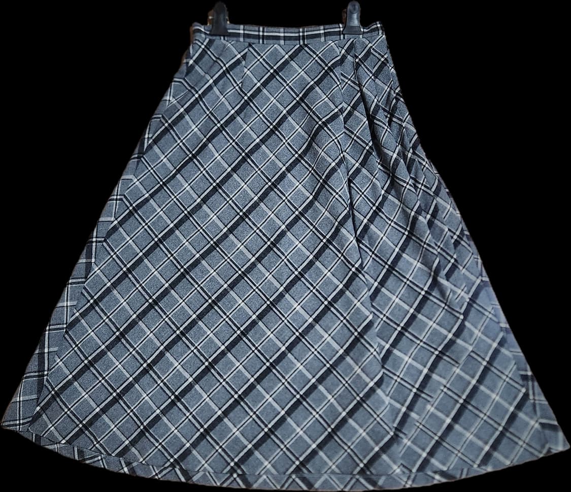 로라애슐리 그레이 패턴 체크 롱스커트 상품이미지1