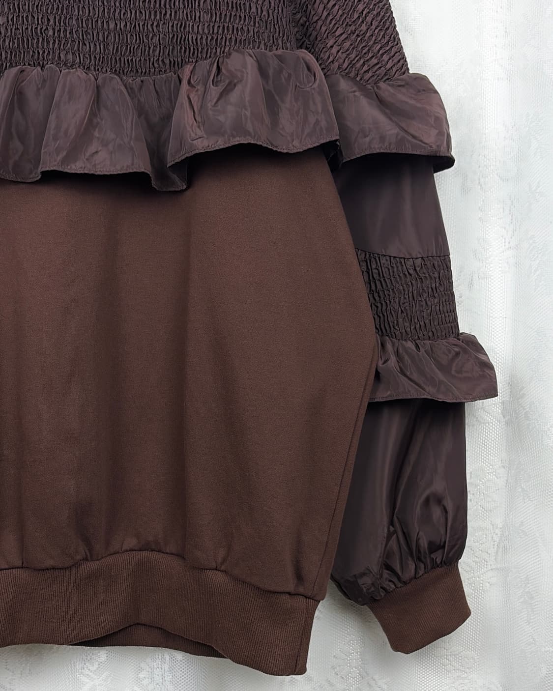 Brown frill oversized-fit sweatshirt top 상품이미지6