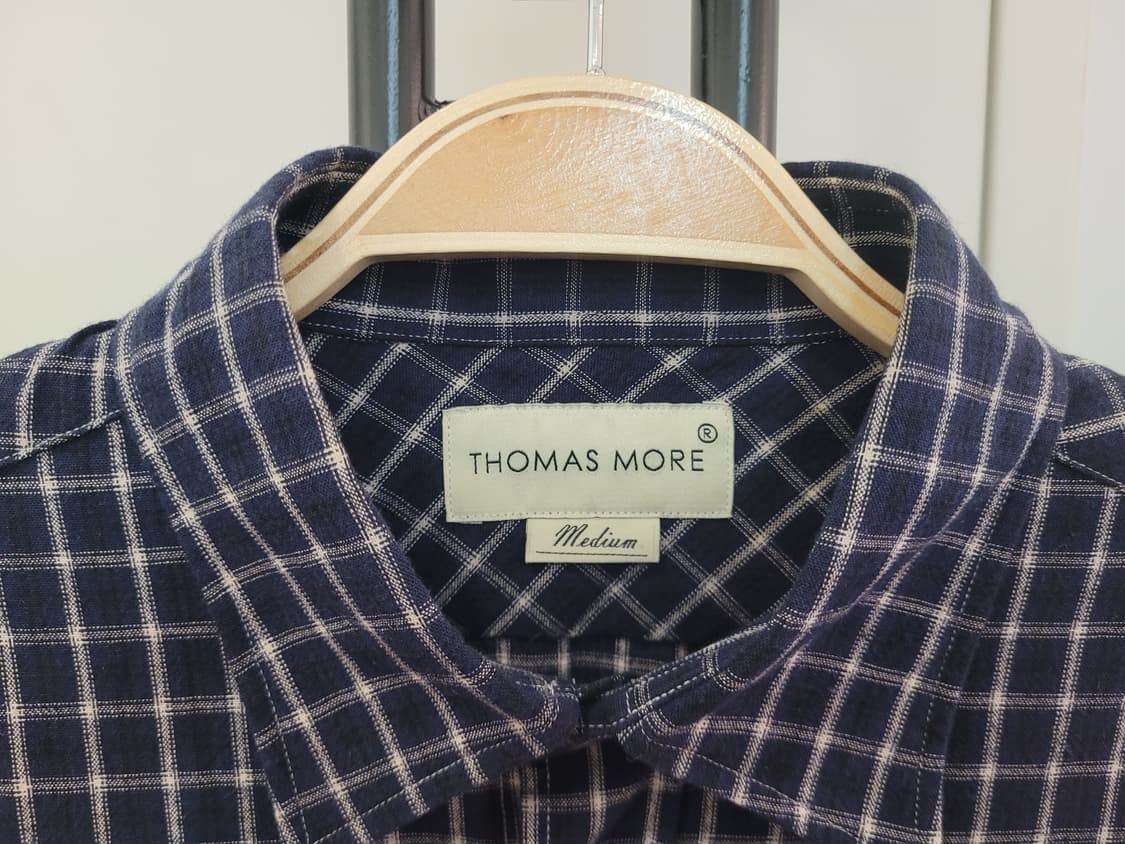 토마스모어 윈도우 체크 셔츠 블라우스 네이비 남녀공용 M사이즈 상품이미지5