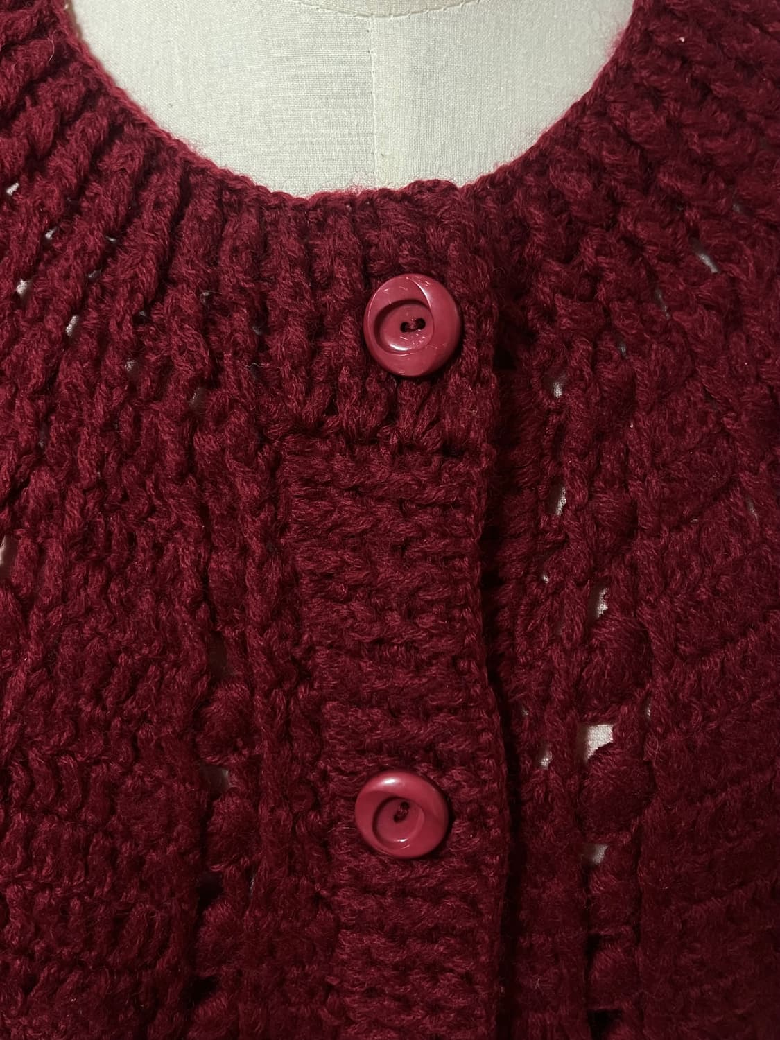 빨간망토 차차! 빈티지 레드 니트 케이프 가디건 상품이미지5