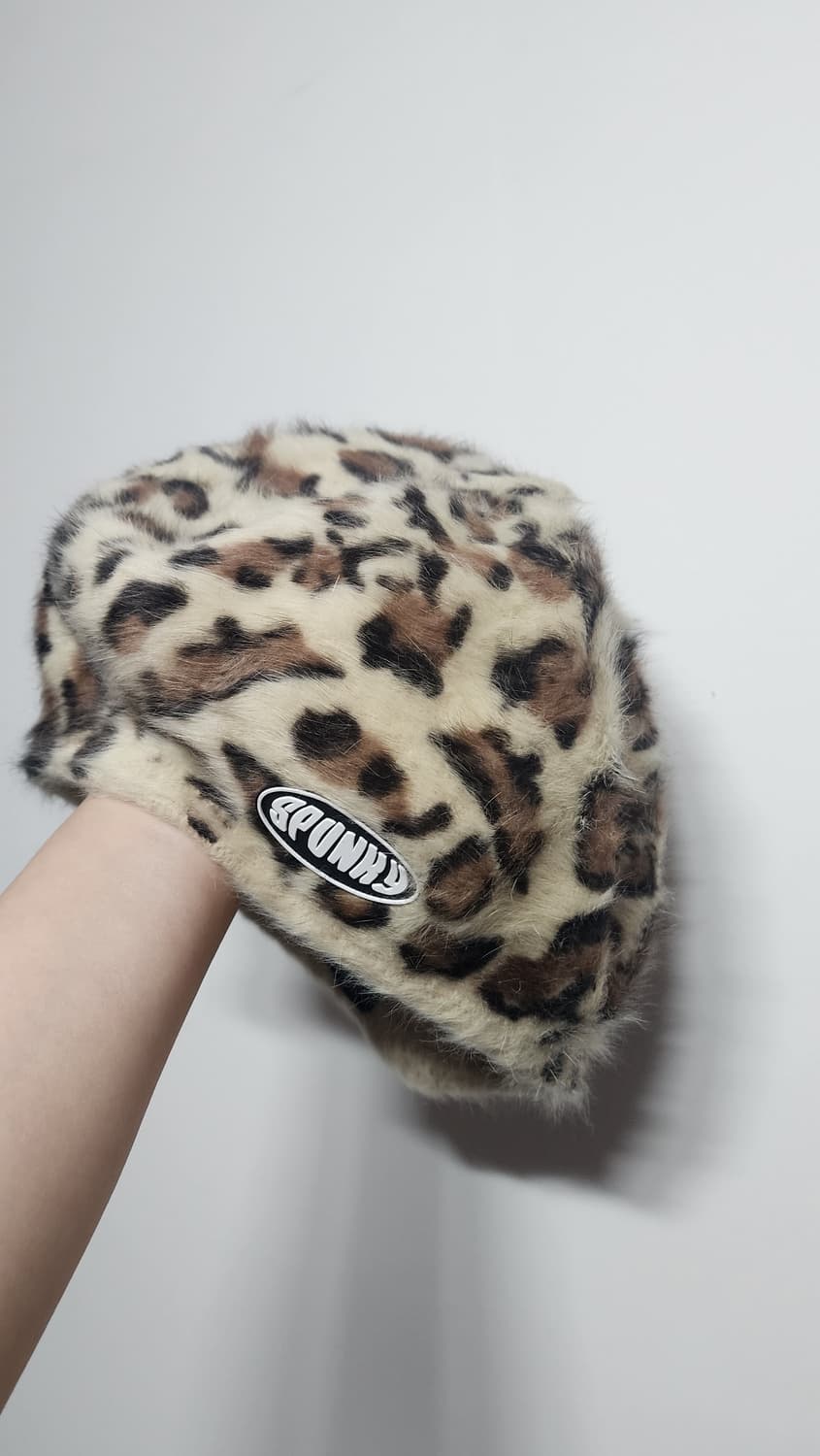 SPUNKY 앙고라 호피 레오파드 갸루 베레모 상품이미지2