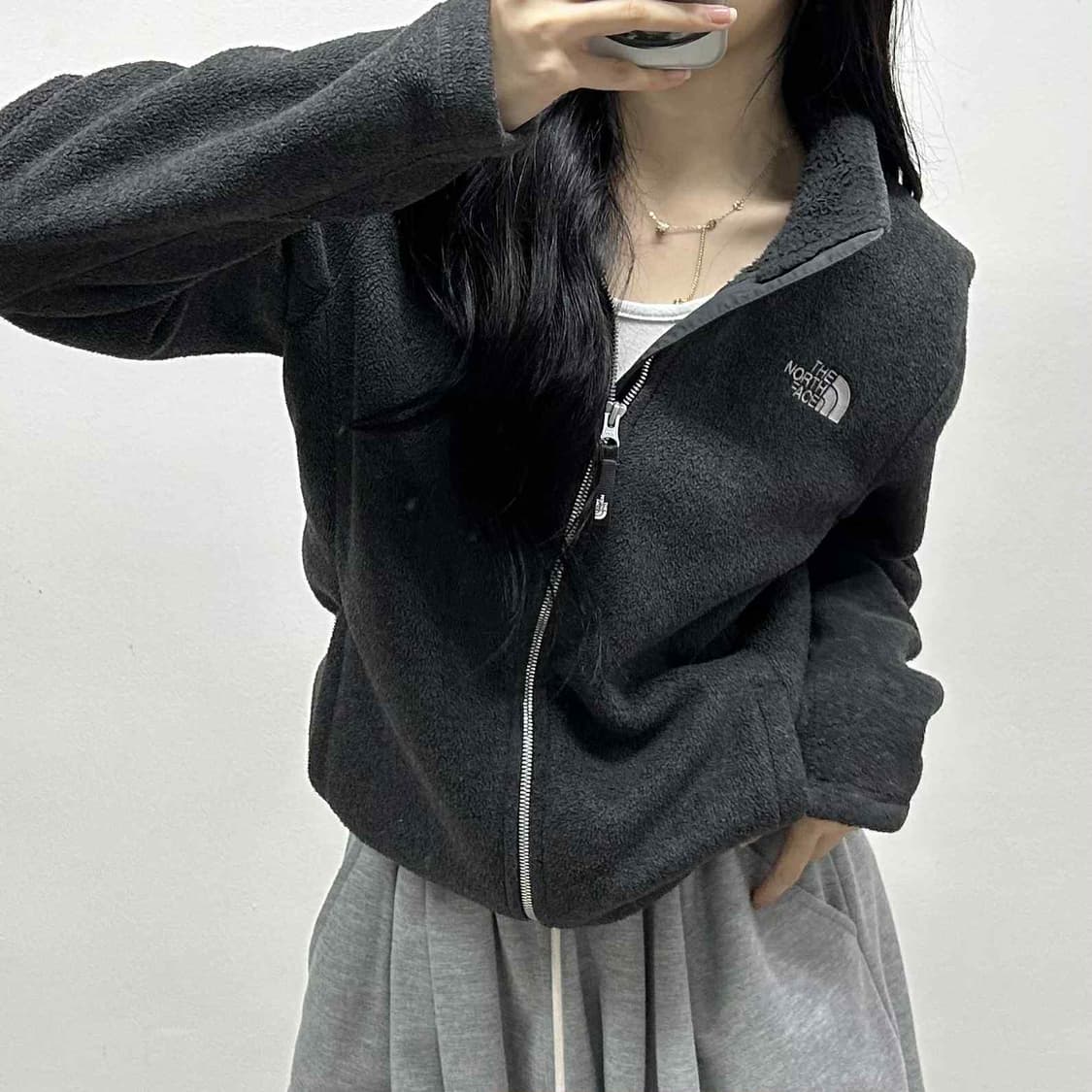 노스페이스 준신형 그레이 플리스 자켓 후리스 희귀져지(M) 상품이미지1