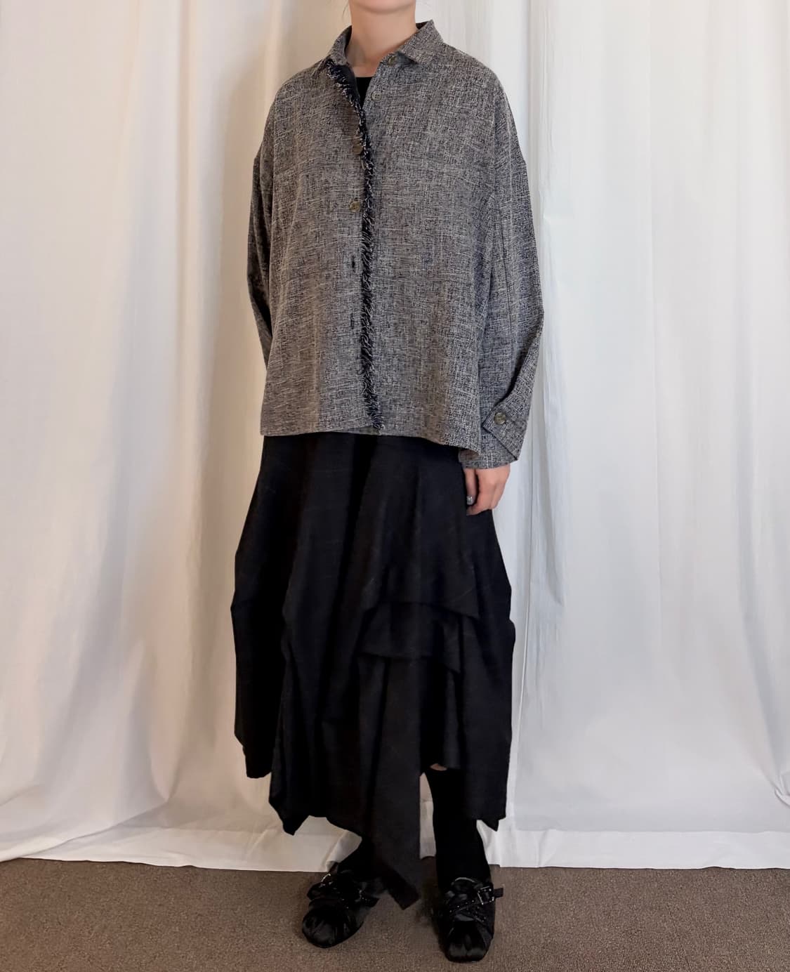 Melange Fringe Raglan Jacket 상품이미지3