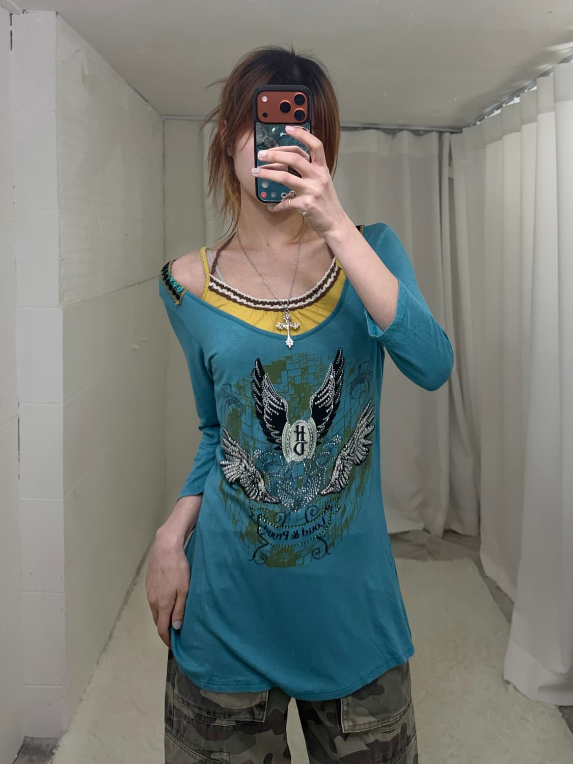 (상의 세트) 할리데이비슨 히피 큐빅 롱슬리브 + 옐로우 히피 나시 상품이미지1