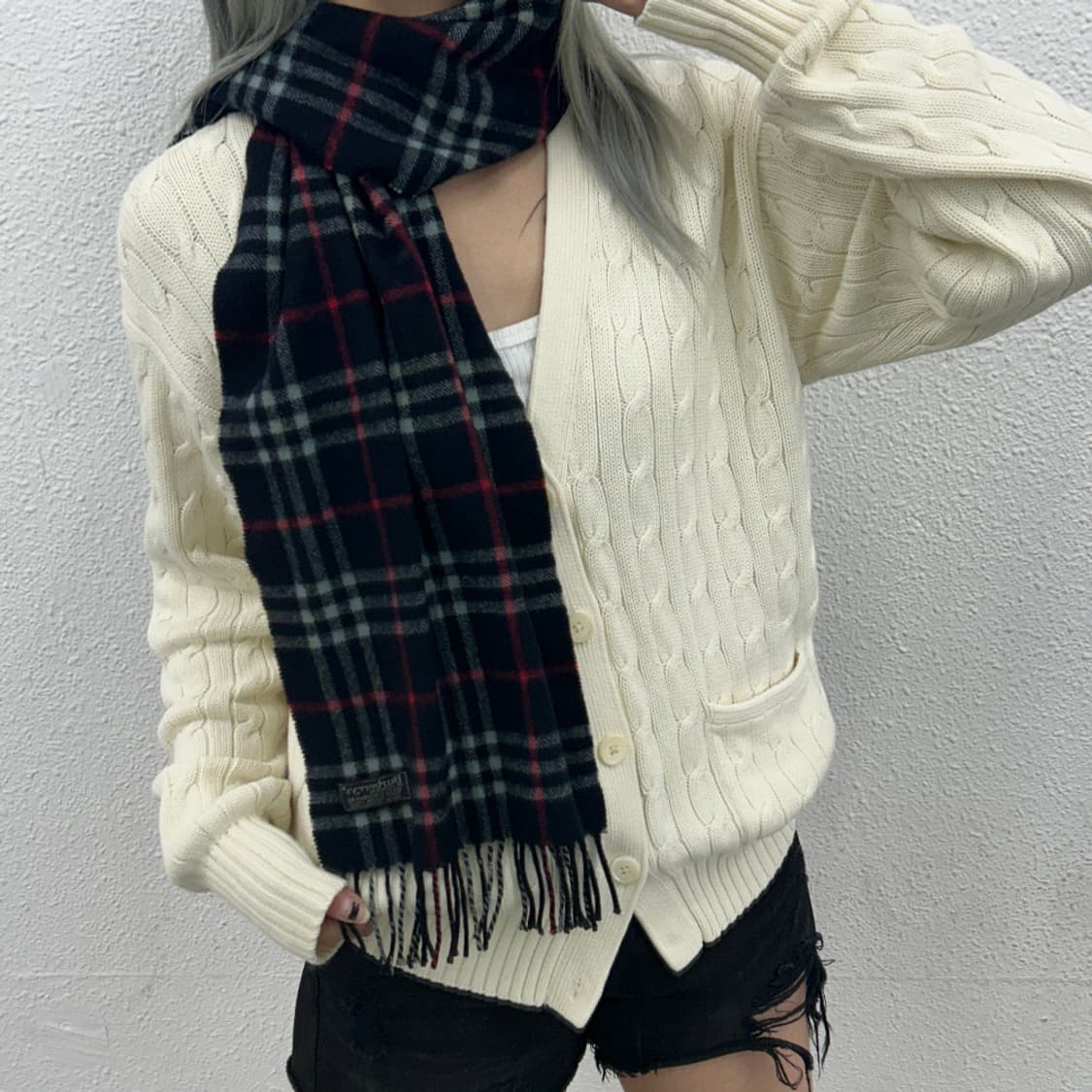 버버리 네이비 노바체크 캐시미어 머플러 상품이미지2