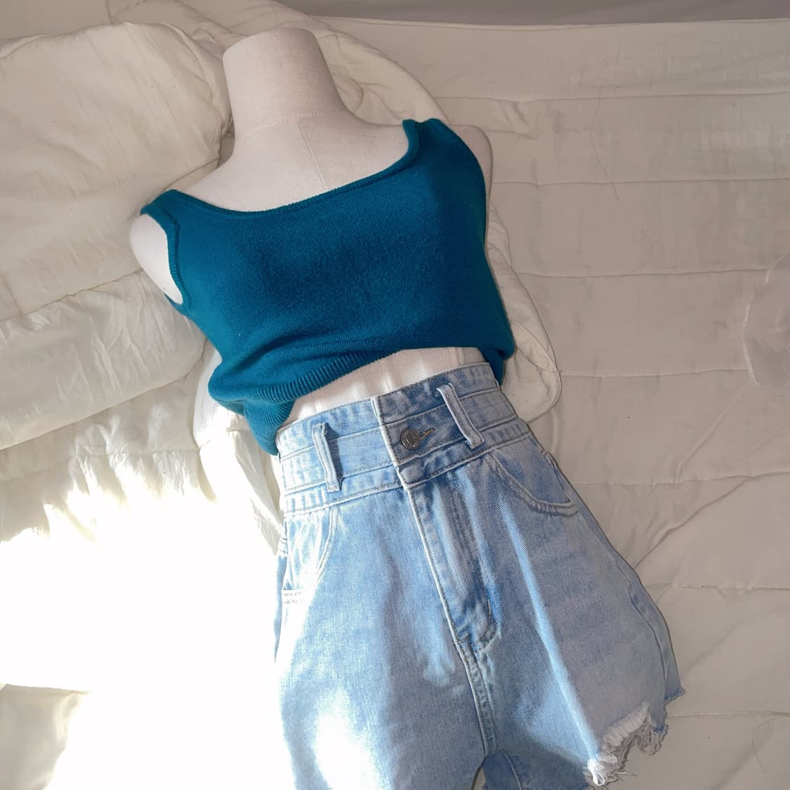 빈티지 나시 모리 나시 히피그런지 사와코 하구미 니트 나시 크롭 나시 상품이미지1