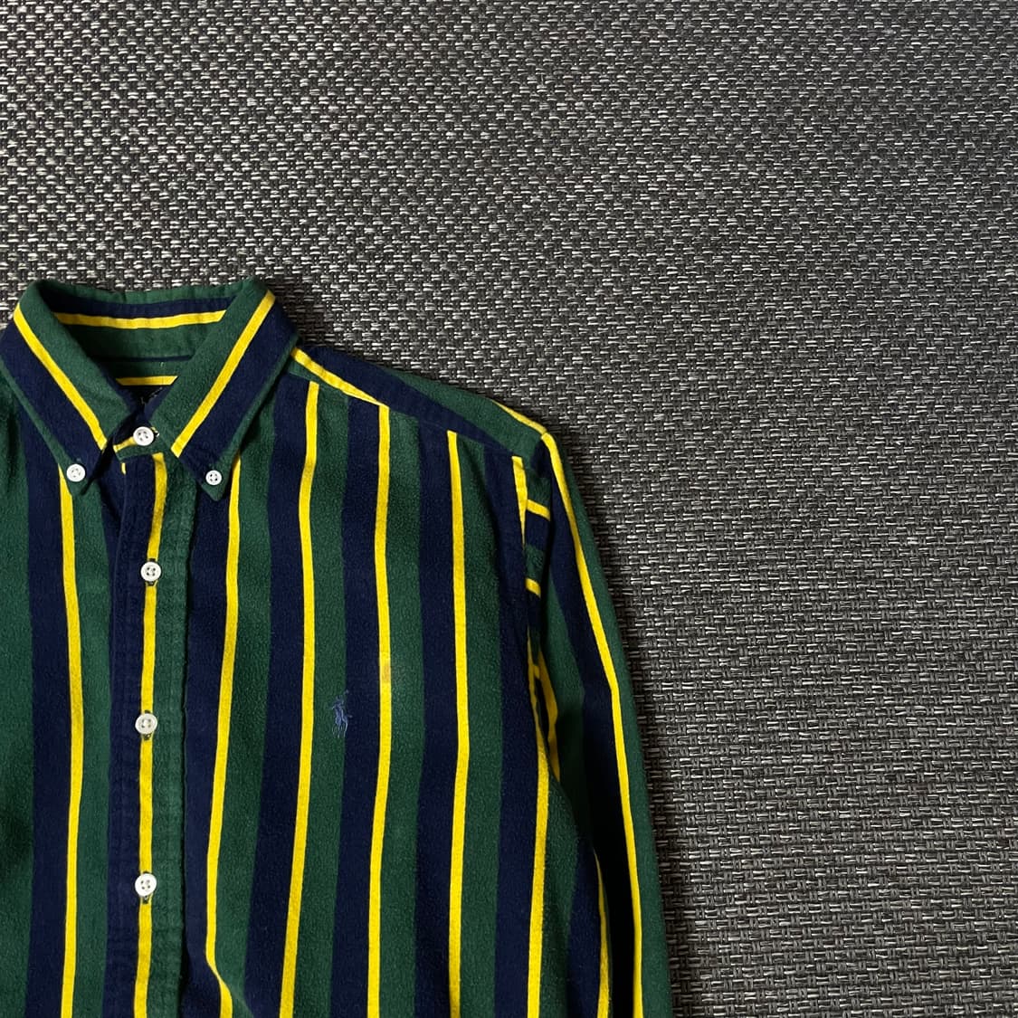폴로랄프로렌 그린 옐로우 네이비 스트라이프 겨울 긴팔 셔츠 90 상품이미지3