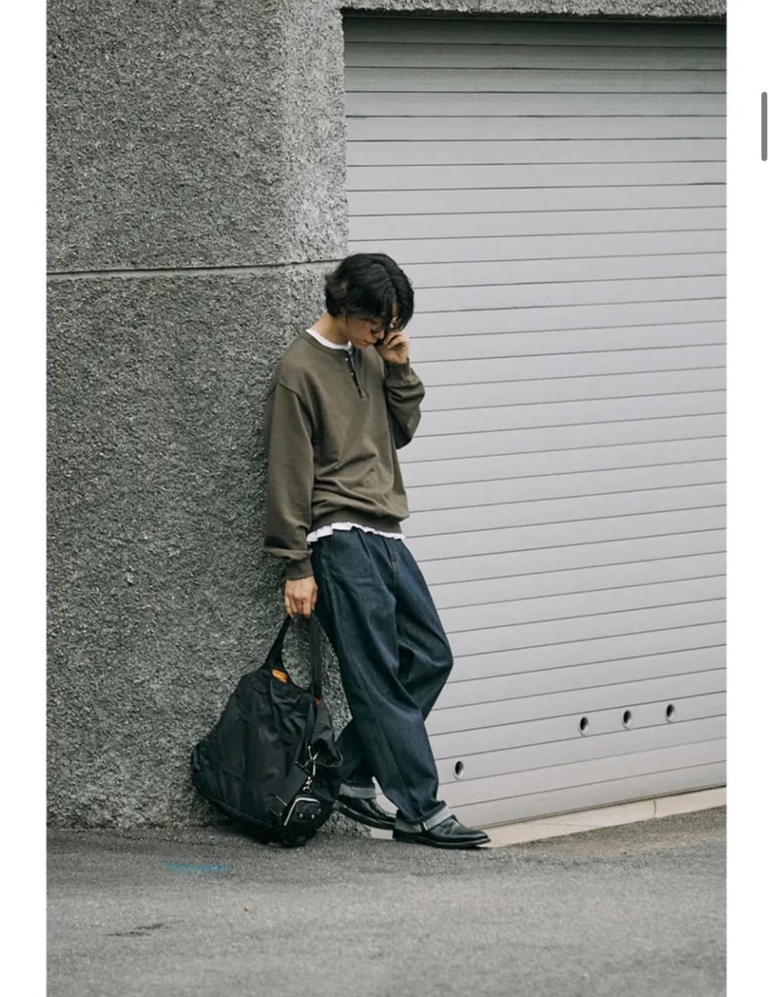후브스 링 스냅 헨리넥 스웻셔츠 카키 상품이미지3