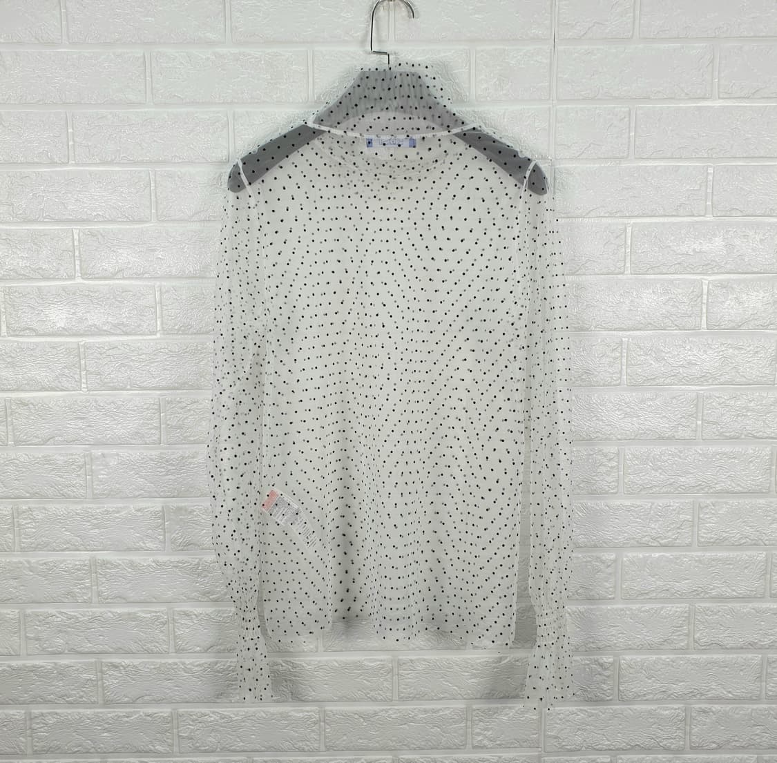 [F]에고이스트 도트패턴 시스루 하이넥 티셔츠 상품이미지3