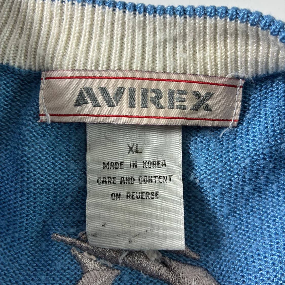 Avirex  아비렉스 A 자수 라이트 블루 반팔 니트  상품이미지6